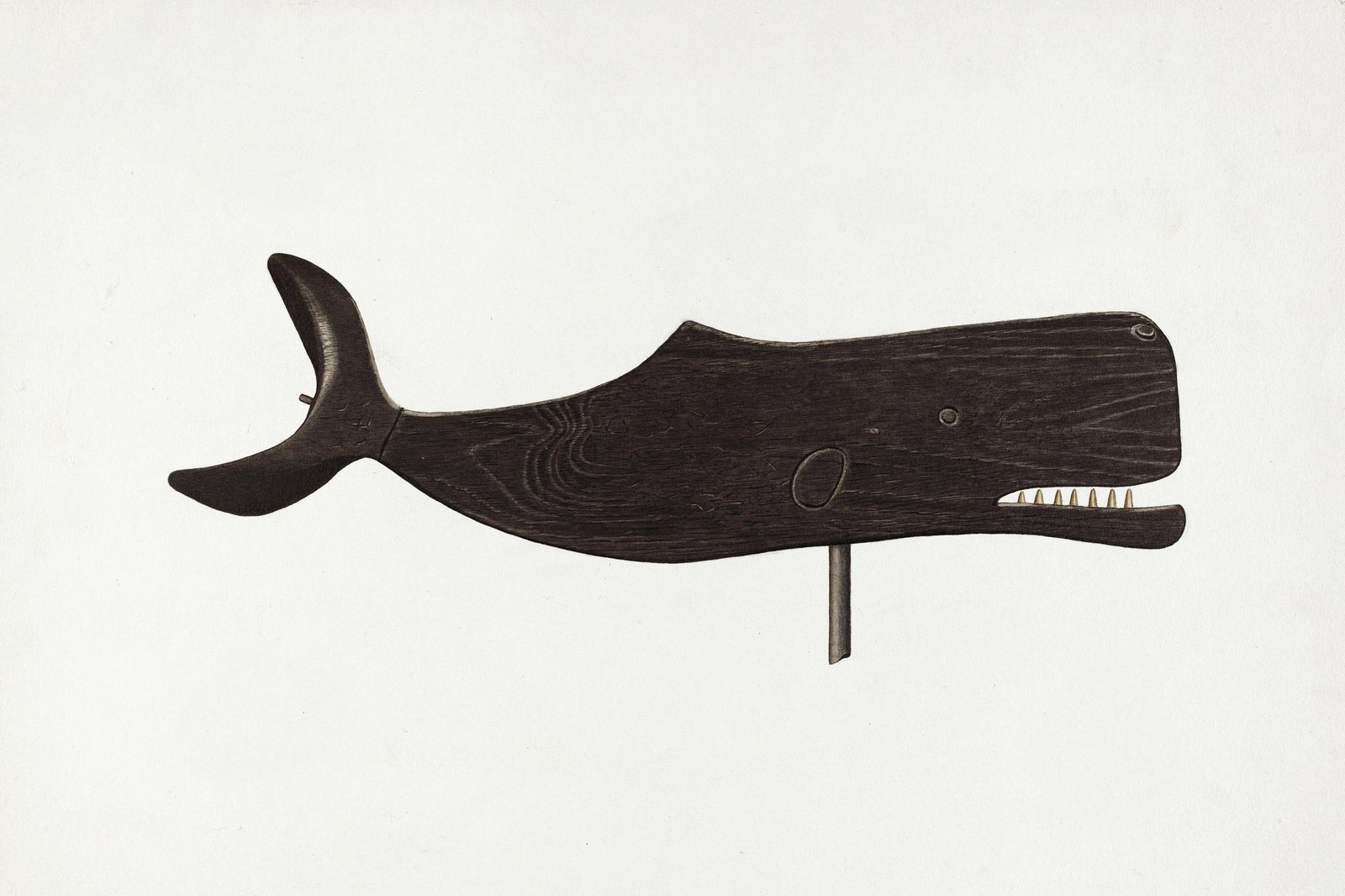 Vintage Wooden Whale Art Wall Art
