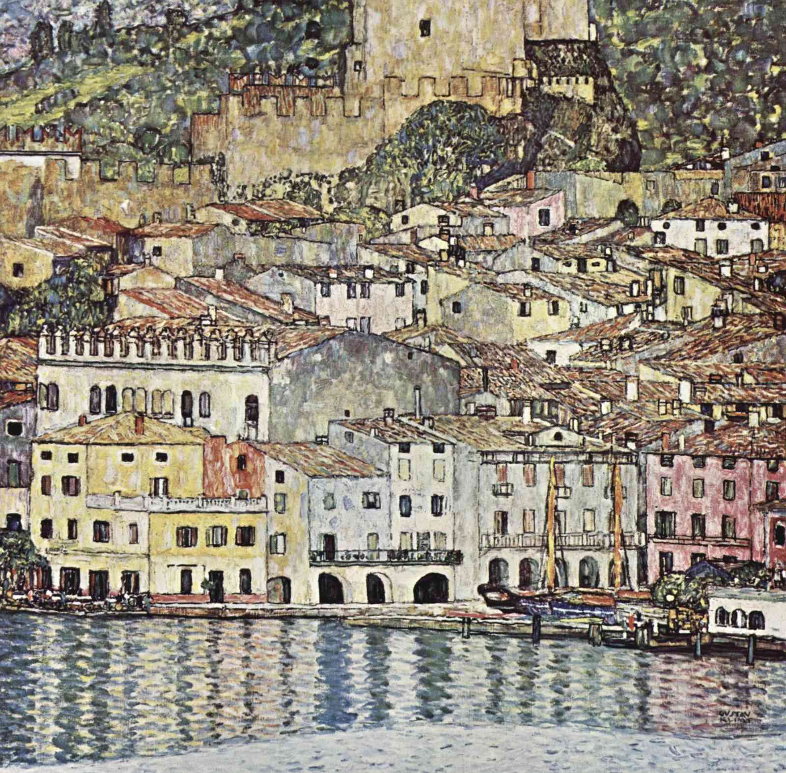 Impressionist Lake Town Gustav Klimt Wall Art