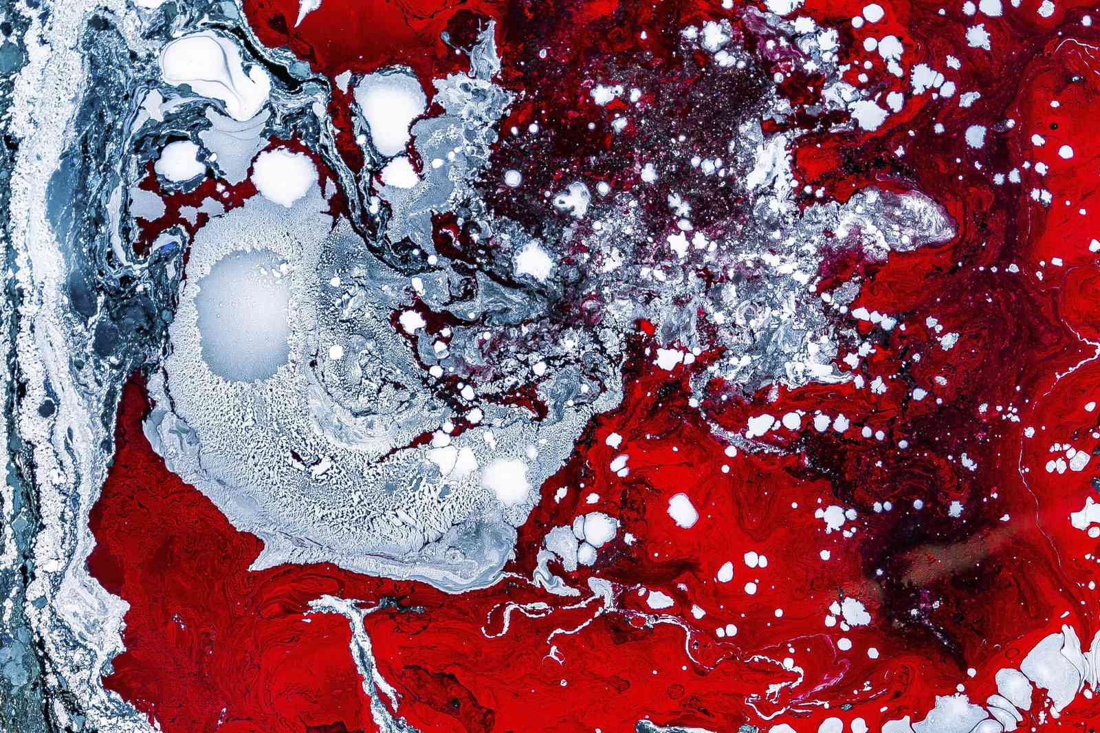 Abstract Crimson & Silver Splash Wall Art