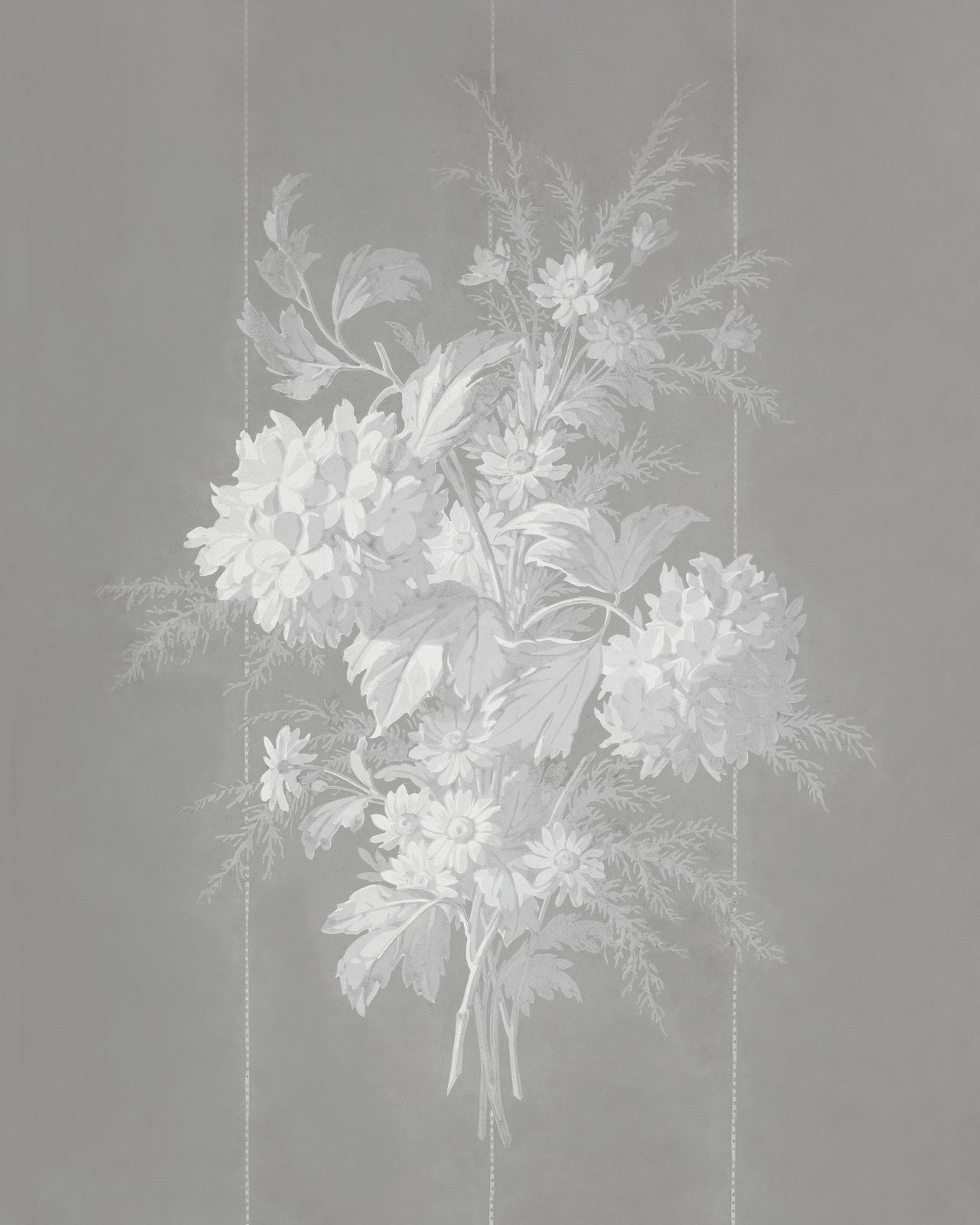 Elegant Floral Bouquet Grey Wall Art