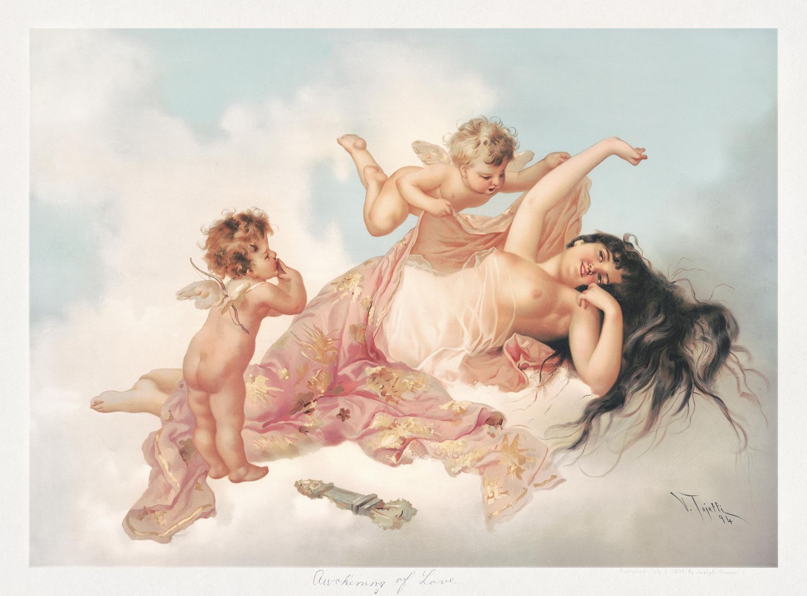 Awakening of Love Cherub Classical Wall Art