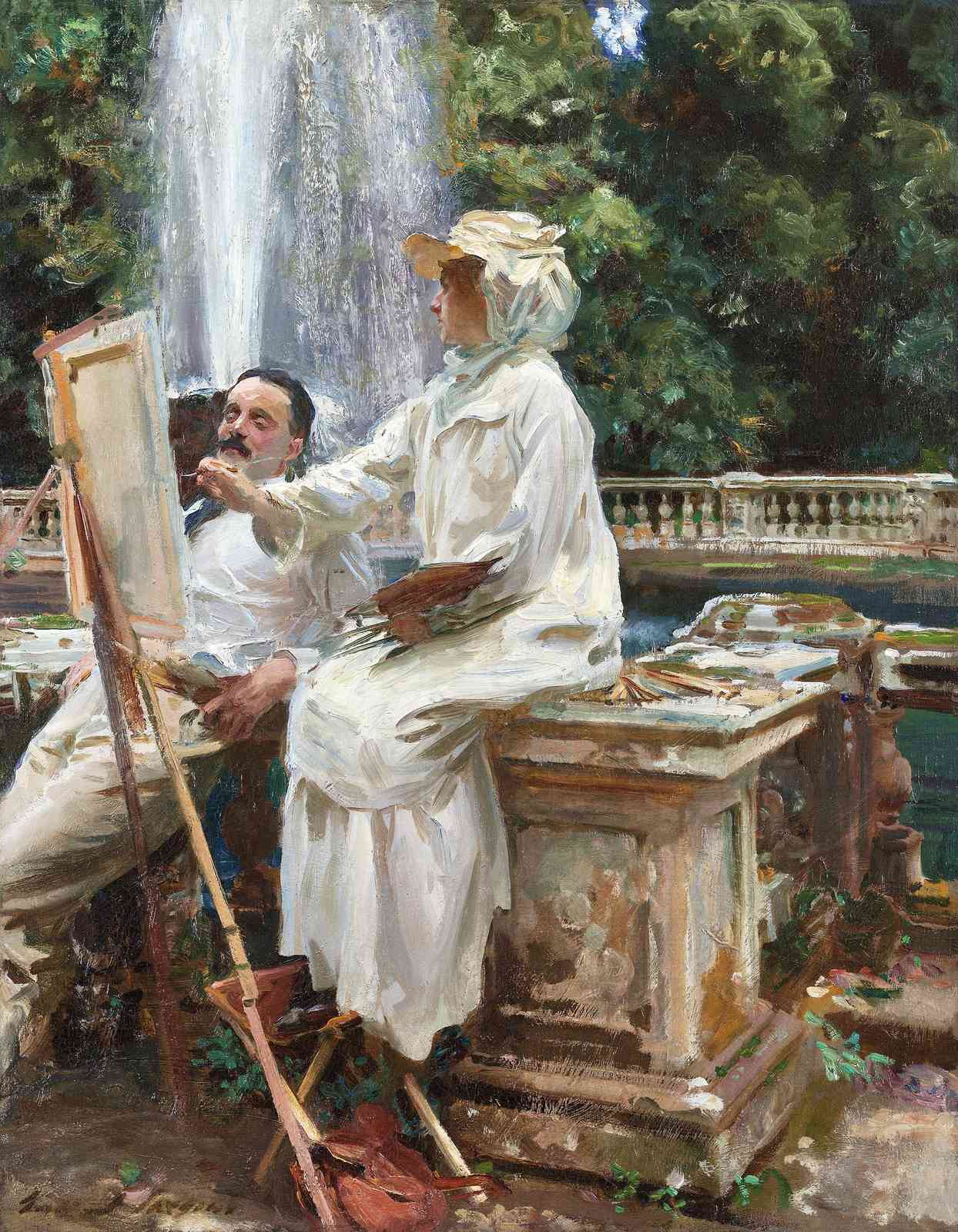Artistic Serenity: Fountain Garden Painting Wall Art