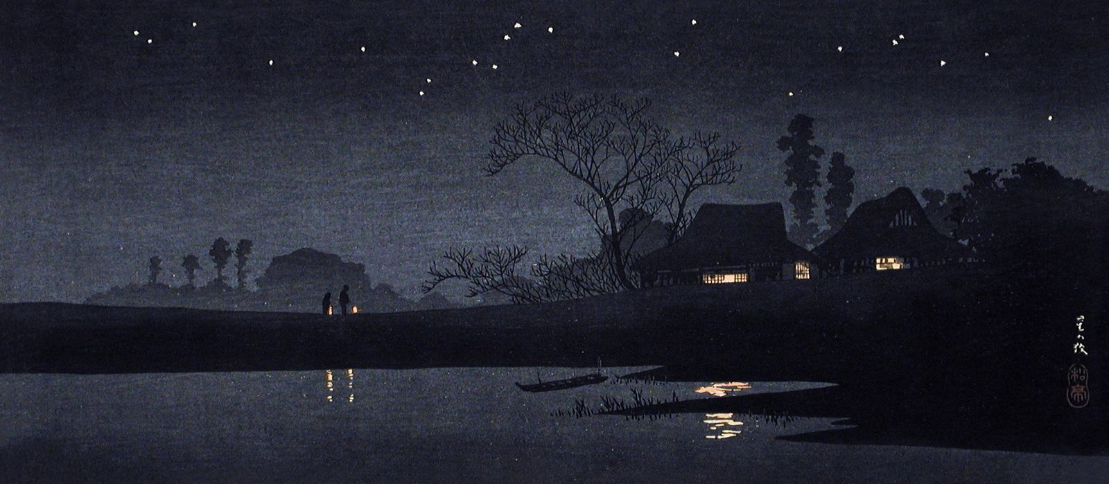 Tranquil Night Landscape Japanese Art Wall Art