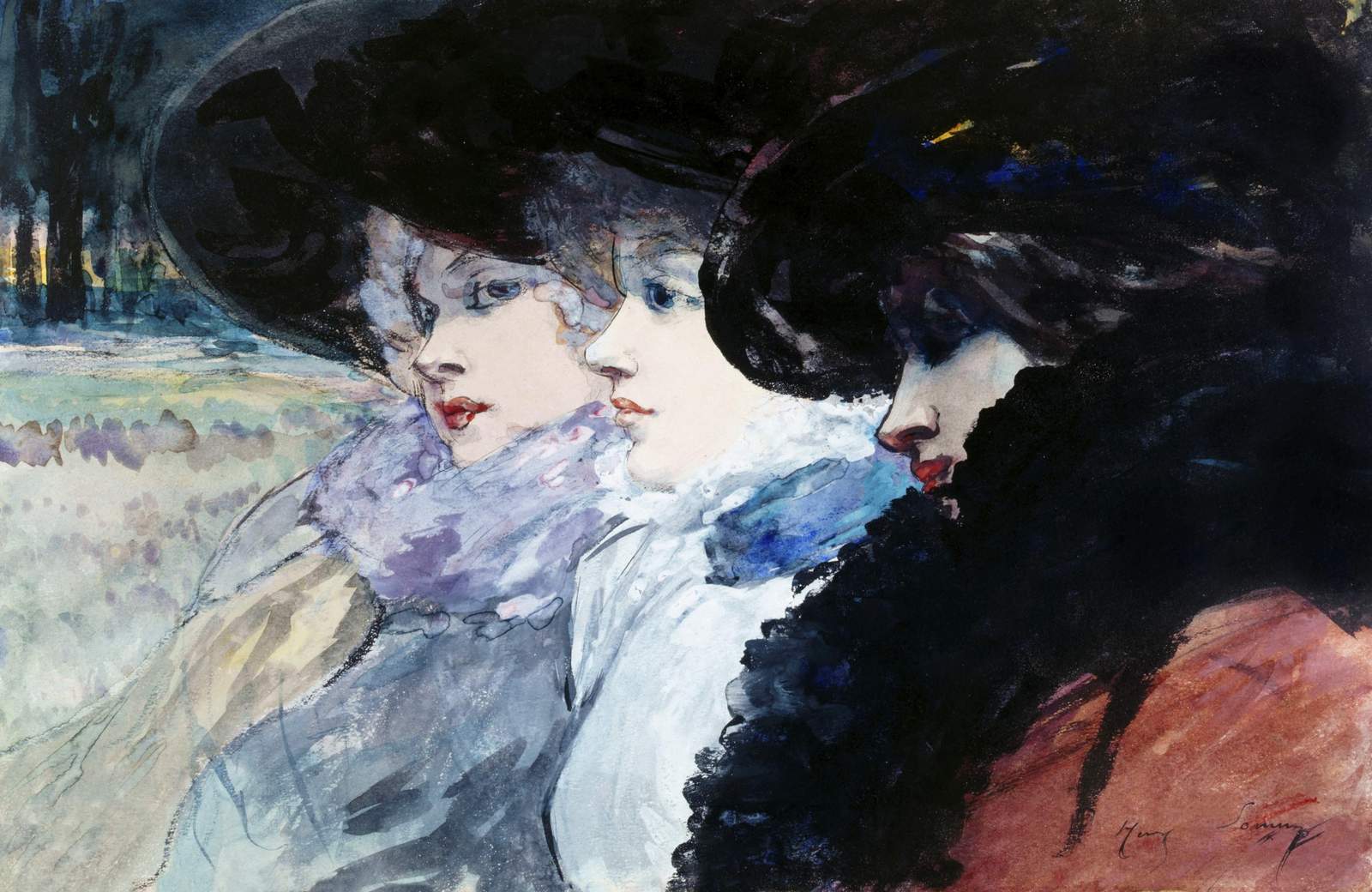 Elegant Women in Hats & Scarves Wall Art