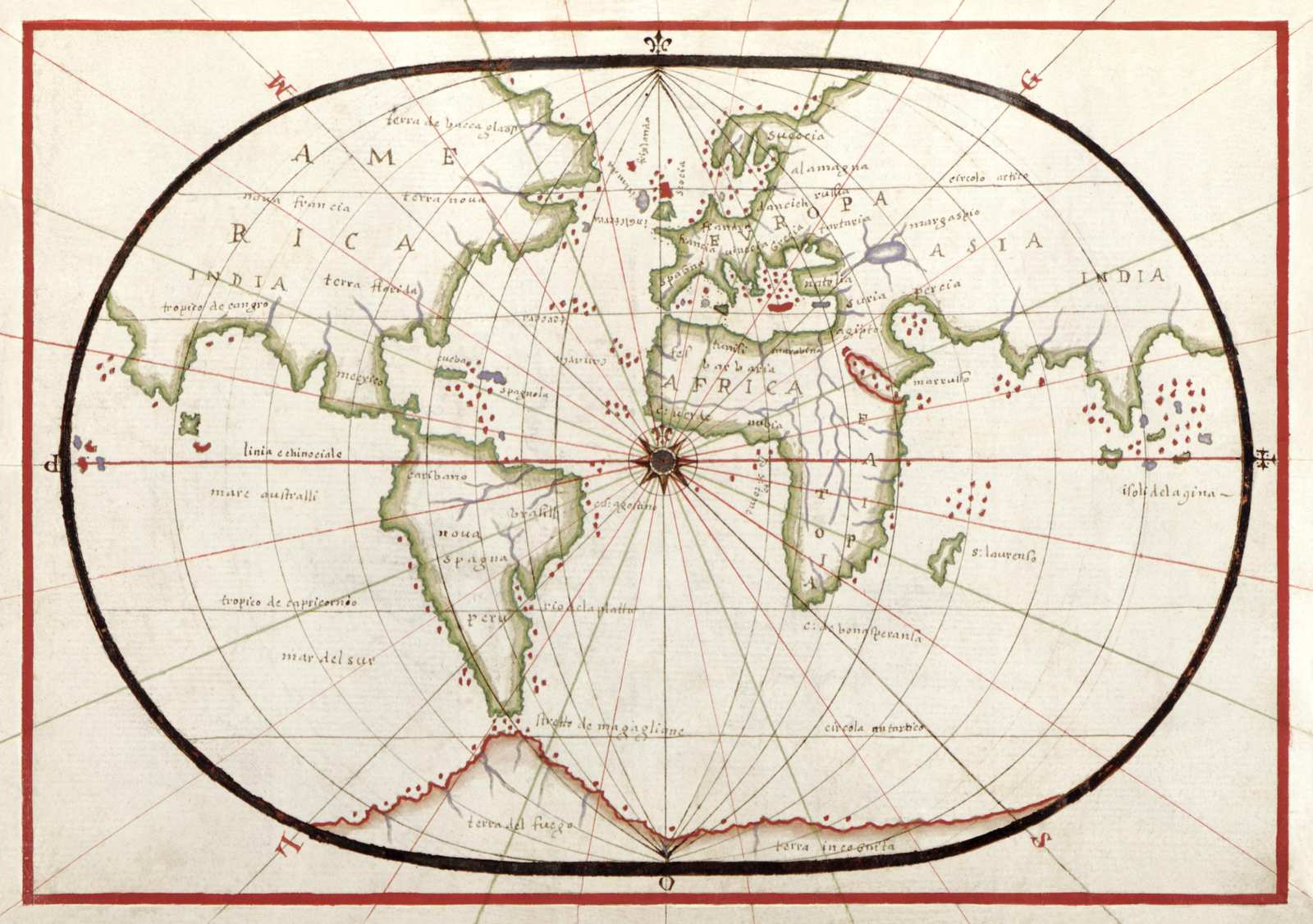 Antique World Map Vintage Wall Art