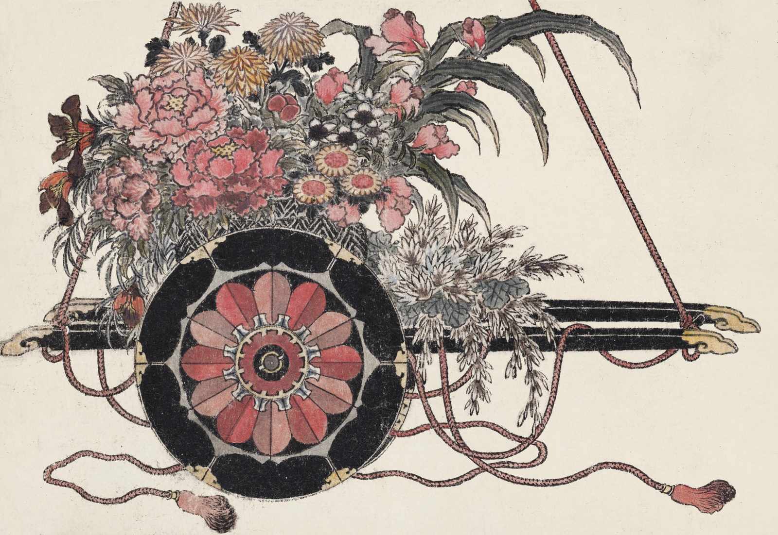 Vintage Floral Cart Wall Art | Japanese Art
