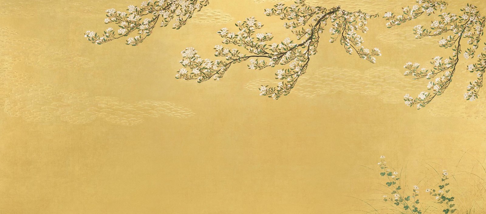 Golden Blossom Branch Wall Art