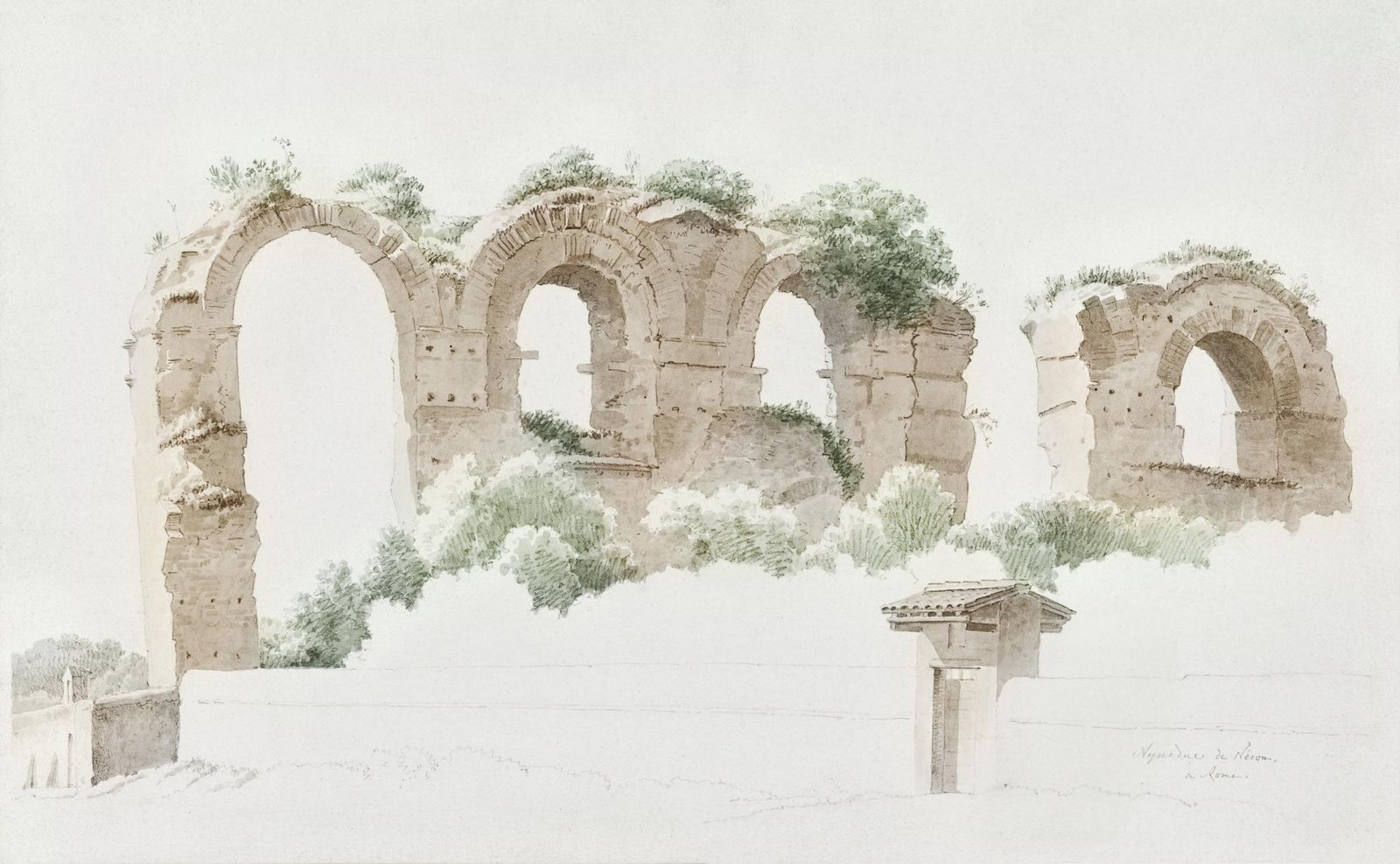 Ancient Roman Aqueduct Watercolor Wall Art