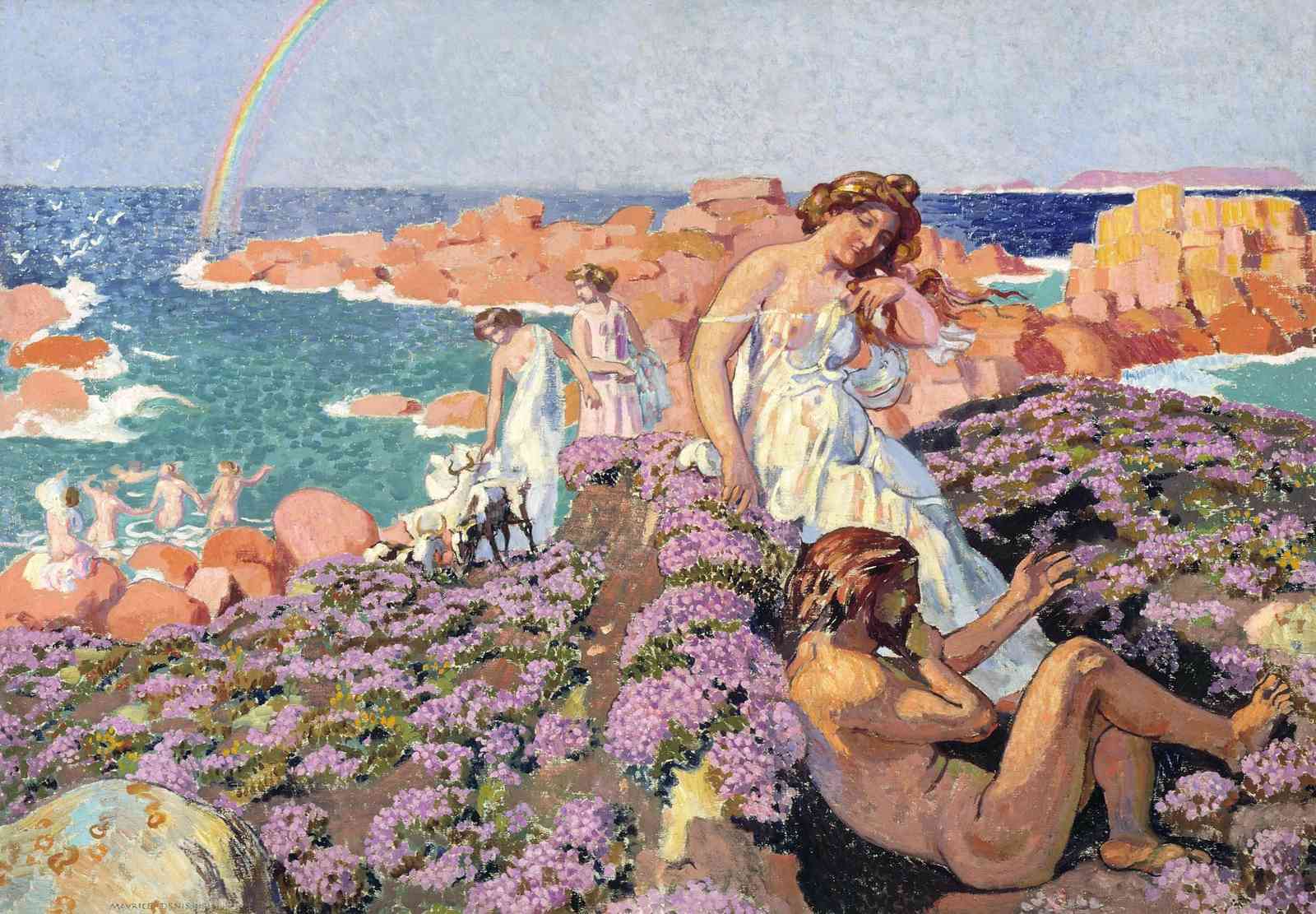 Mythical Coastal Scene Rainbow Wall Art