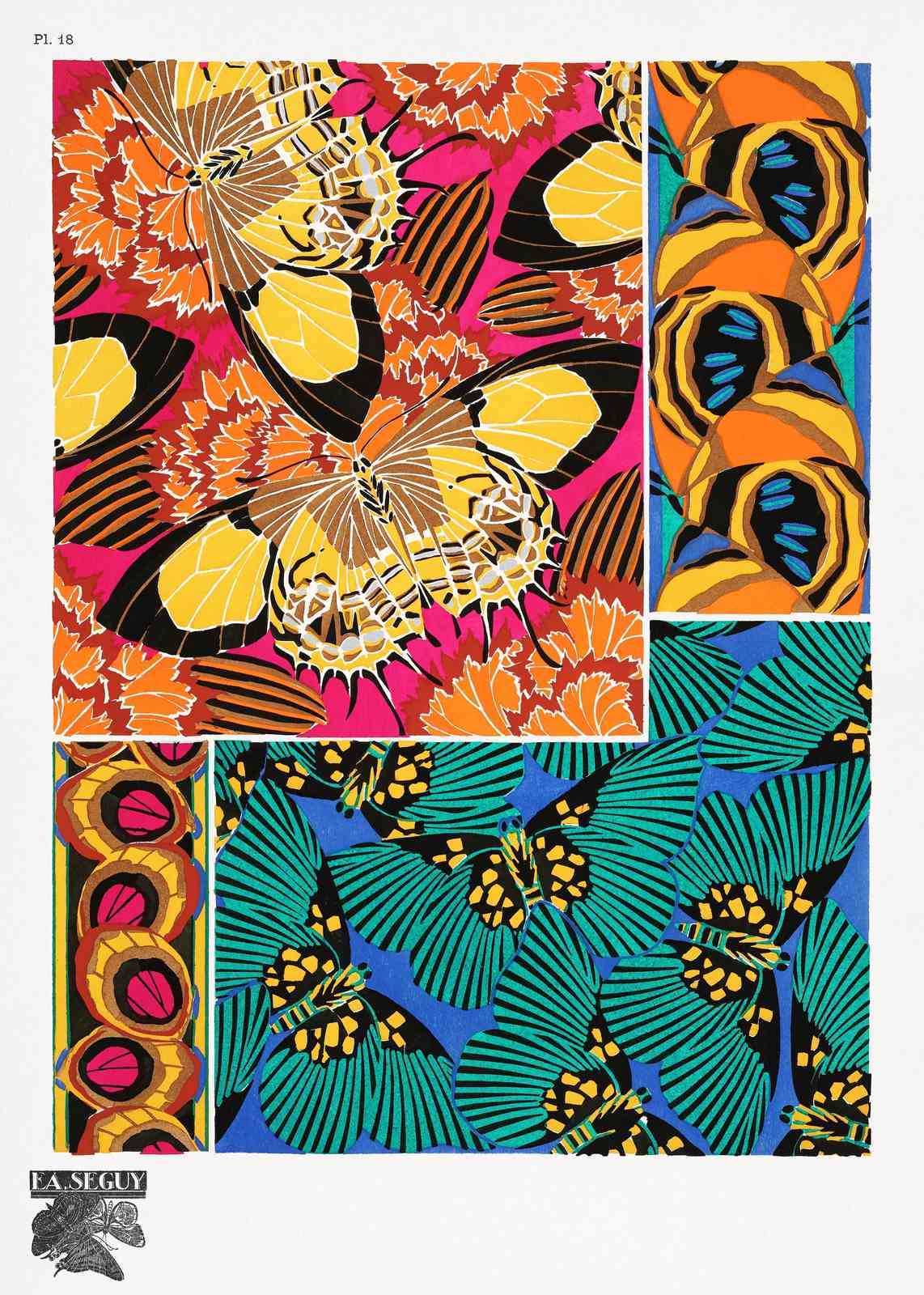 Vintage Butterfly Art Nouveau Wall Art