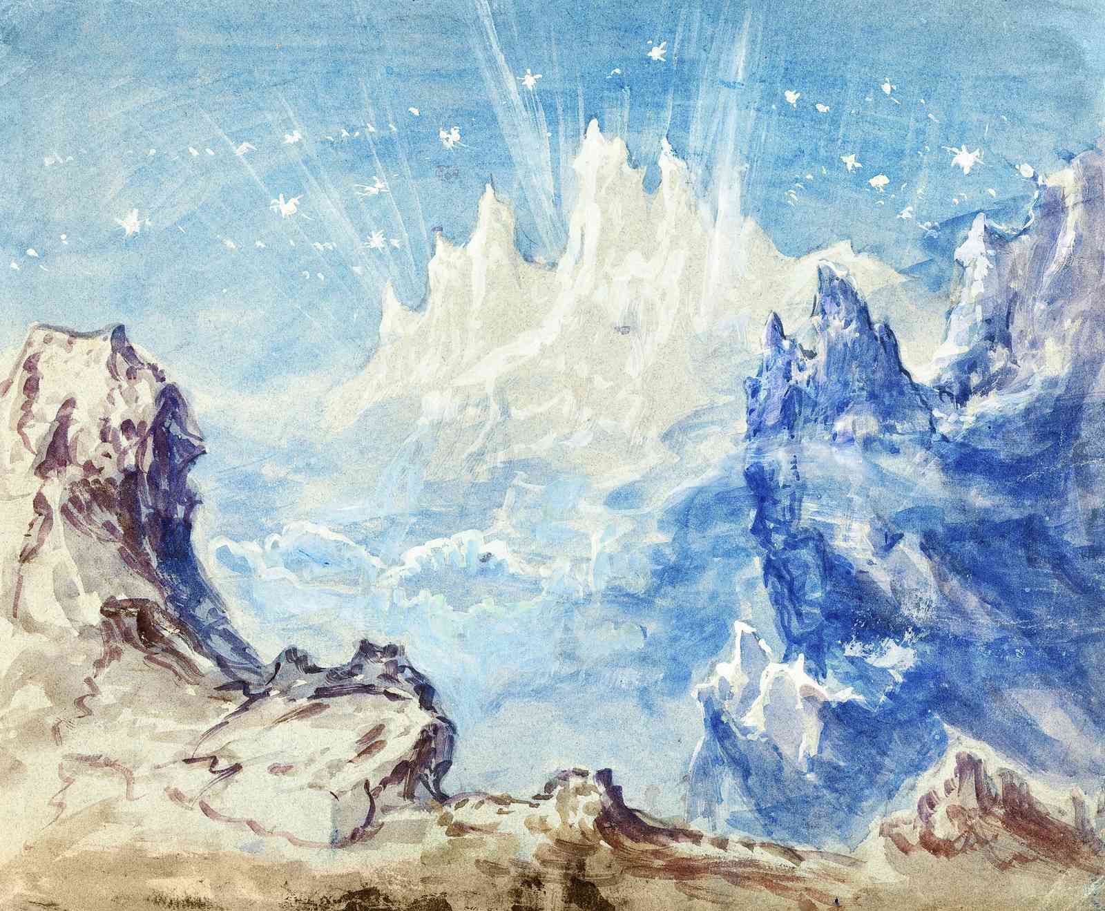 Majestic Mountain Landscape Watercolor Wall Art