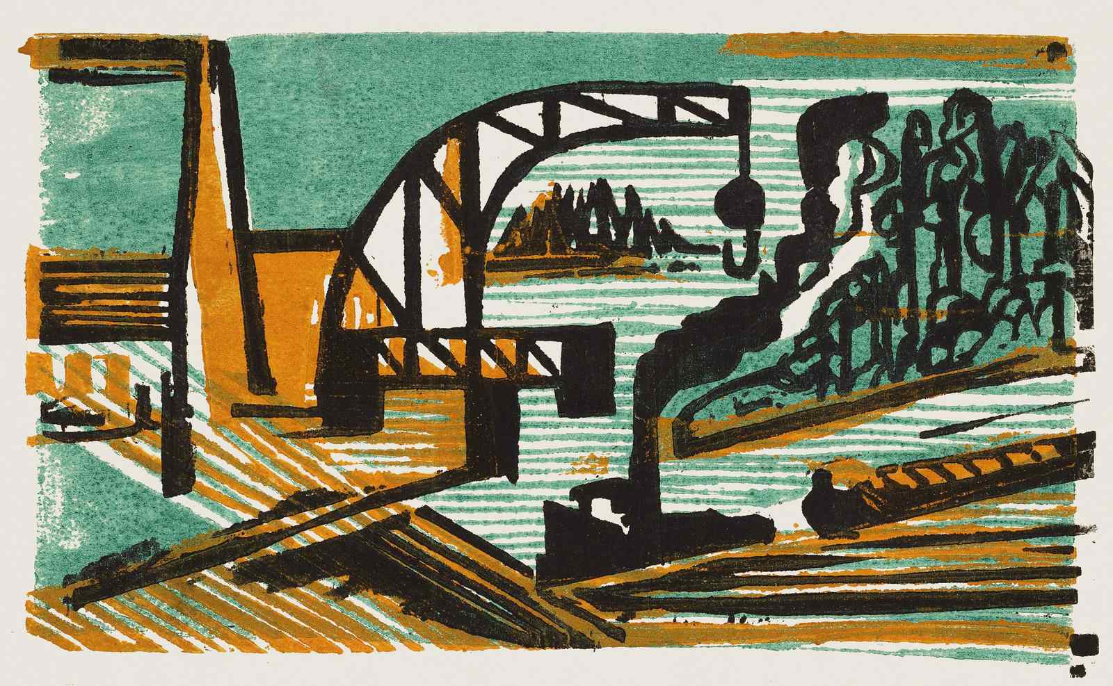 Industrial Crane Harbor Abstract Wall Art