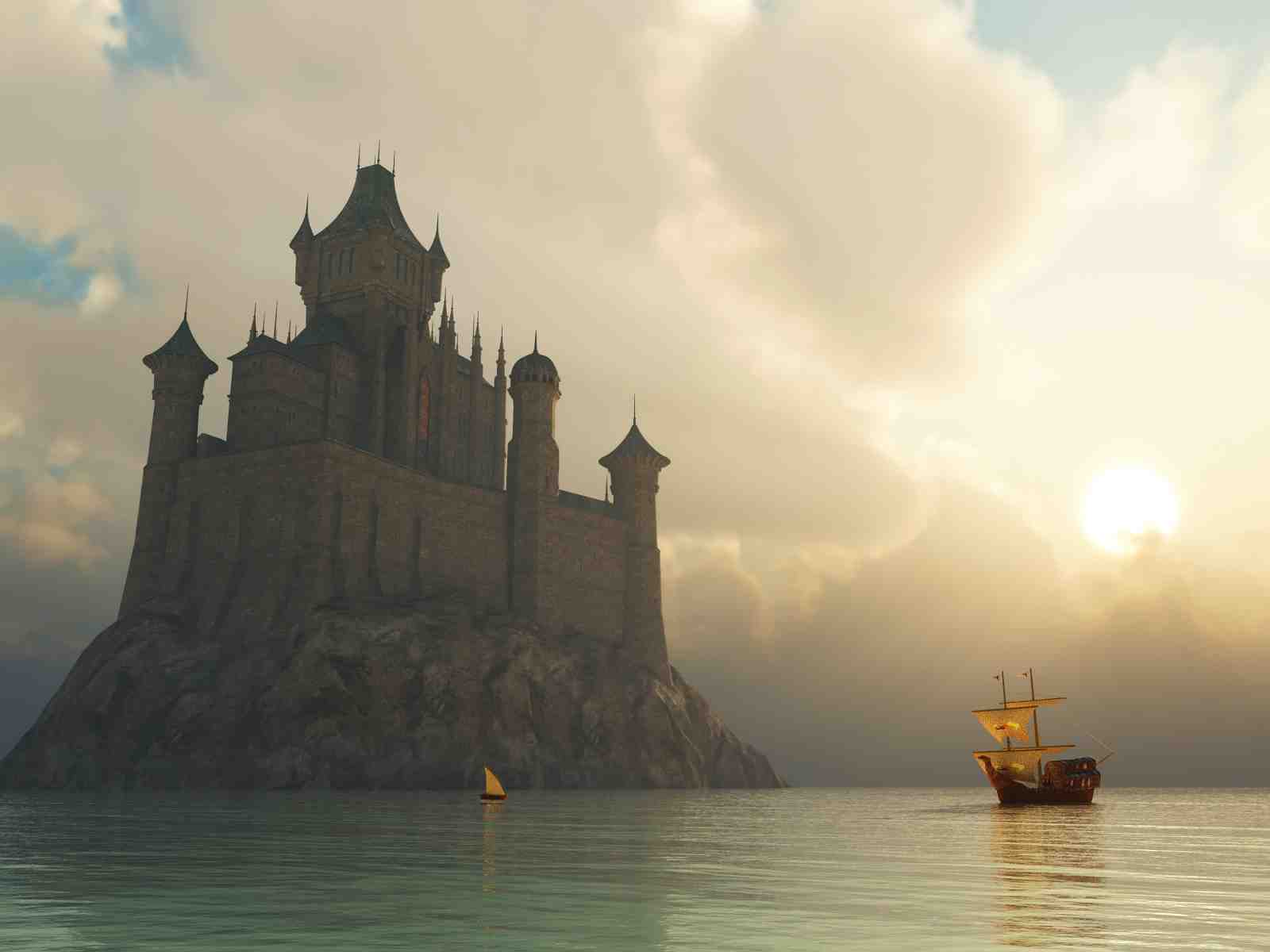 Epic Castle & Ship Fantasy Wall Art