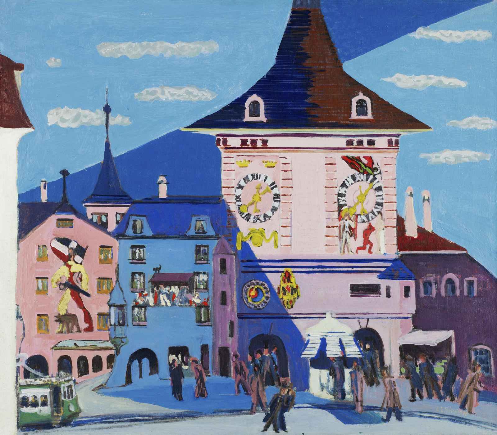 Vibrant Cityscape Clock Tower Wall Art