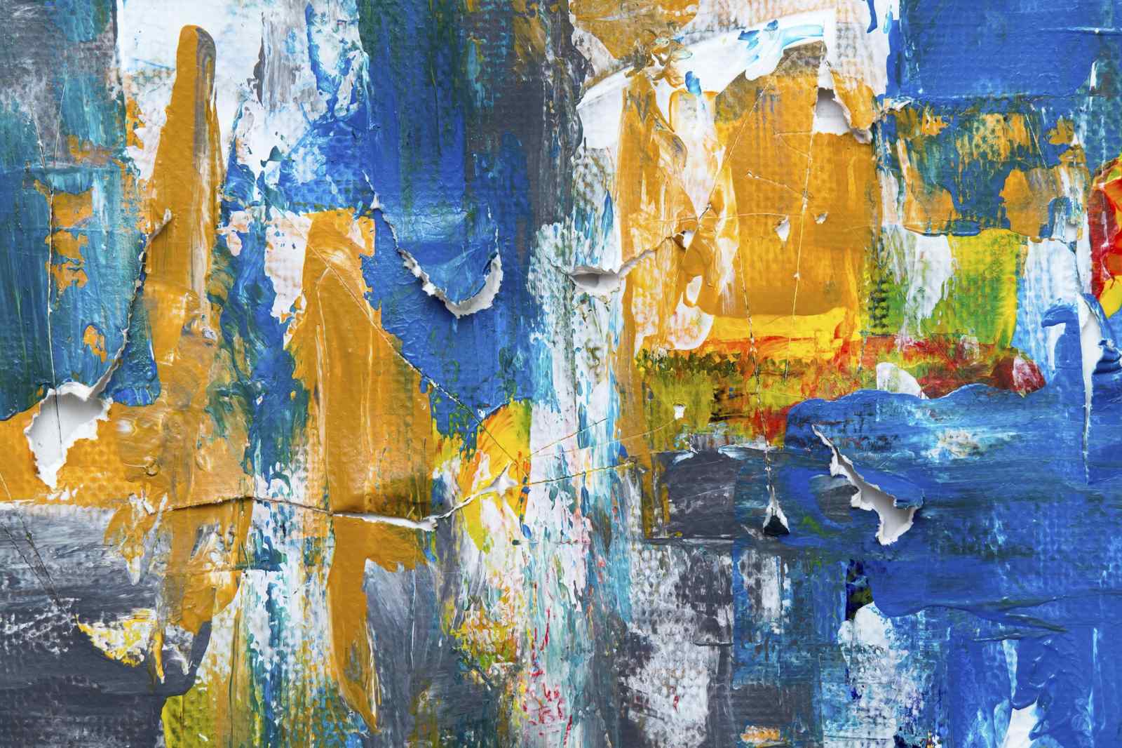 Vibrant Abstract Yellow & Blue Wall Art