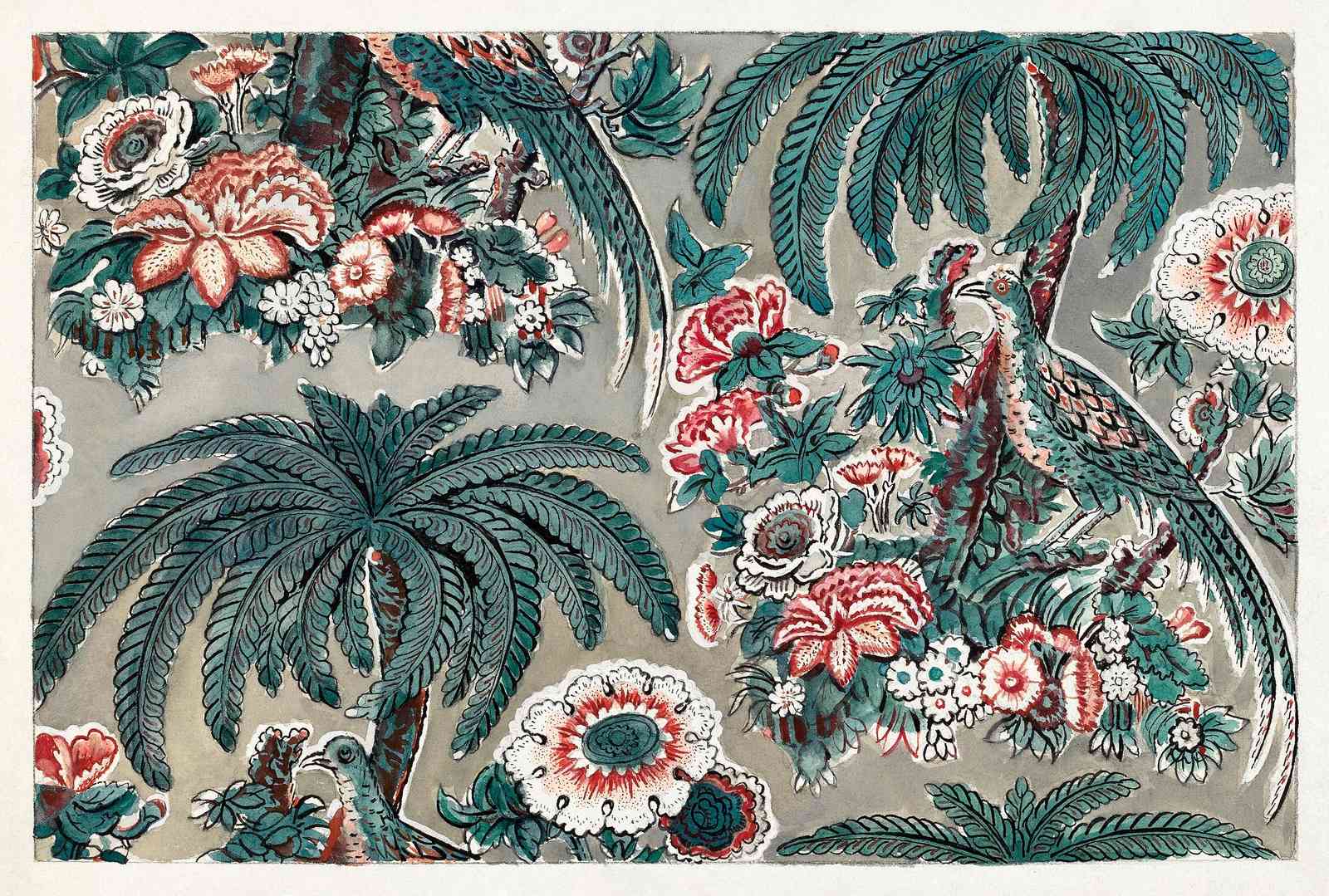 Exotic Bird Floral Palm Garden Wall Art