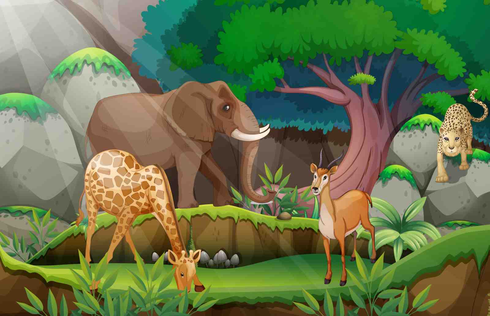 Vibrant Safari Animals Wall Art
