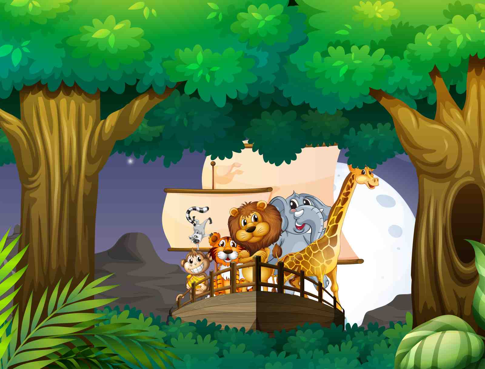 Jungle Safari Animals Ship Wall Art