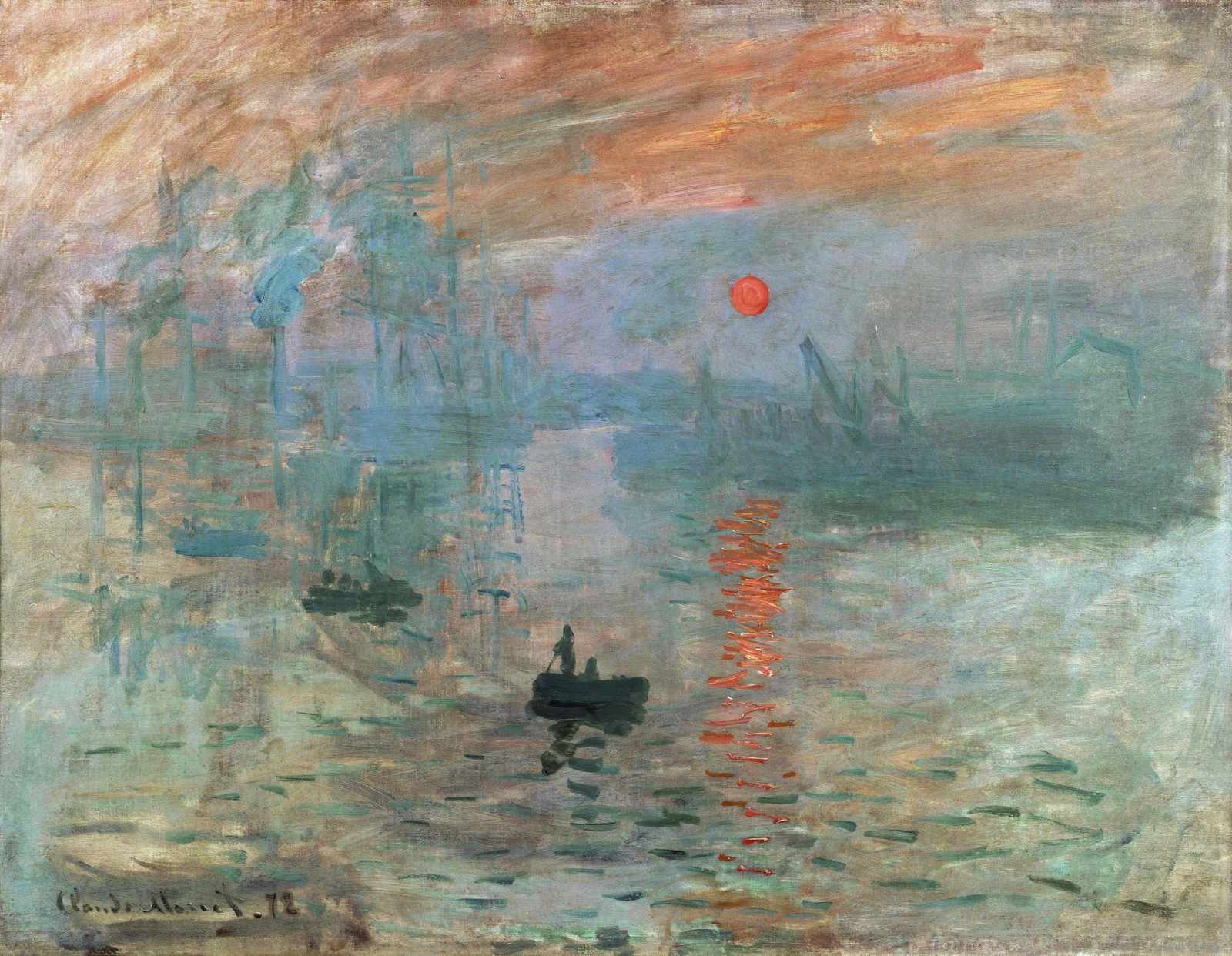 Impressionism Sunset Boat Wall Art