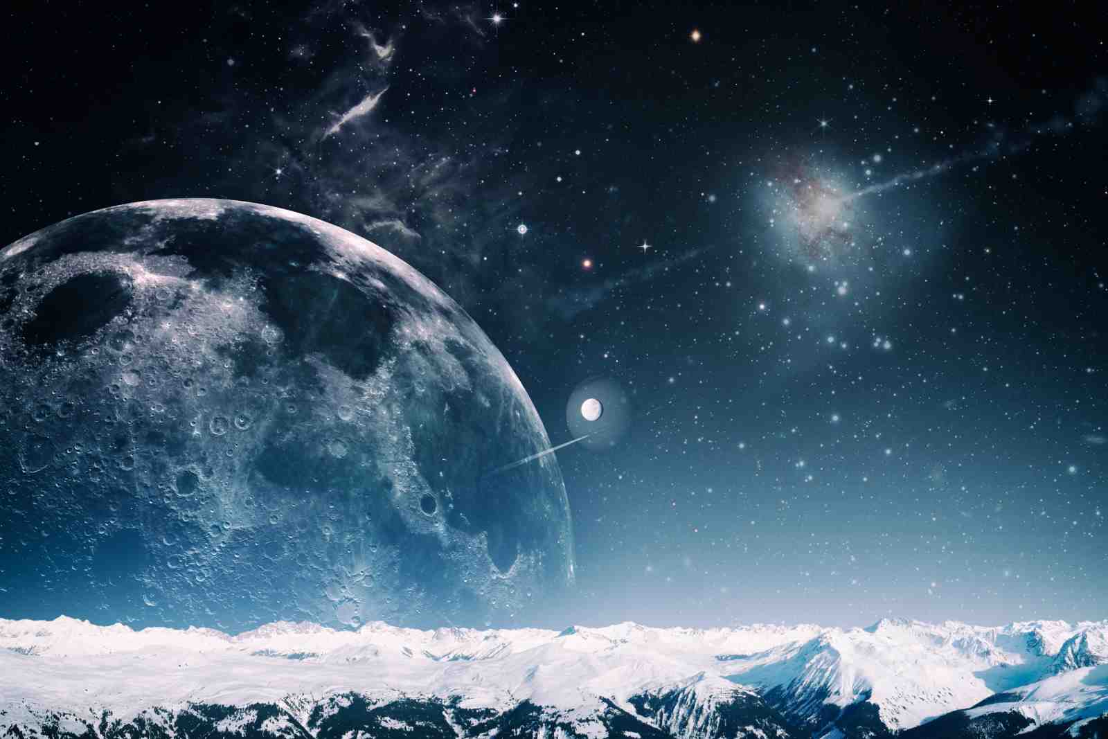 Cosmic Moon & Galaxy Landscape Wall Art