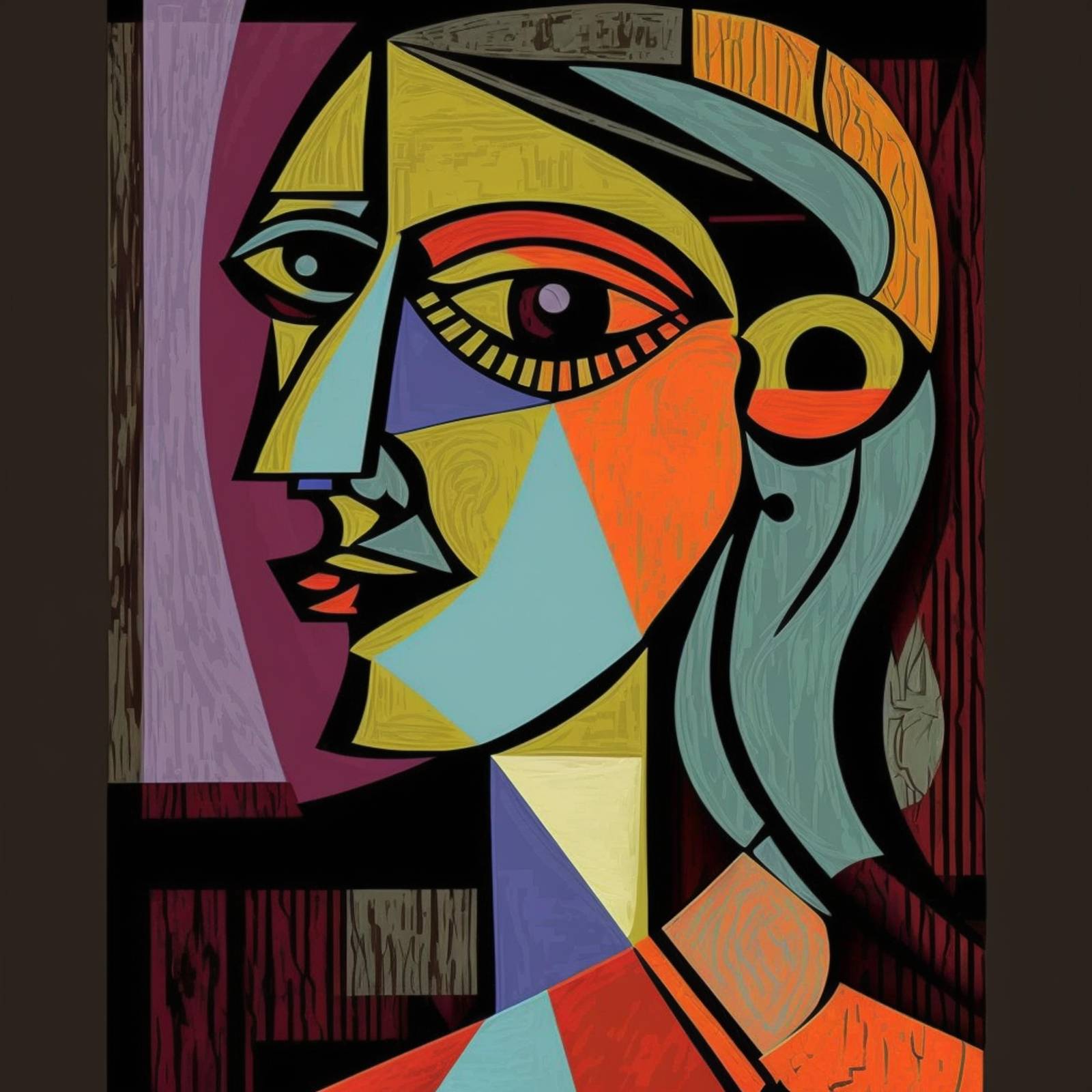 Abstract Cubist Portrait Wall Art