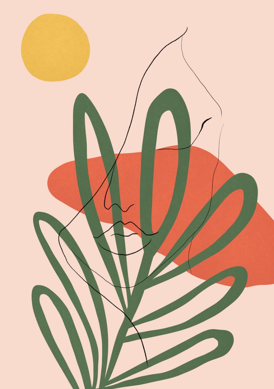 Abstract Botanical Face Line Art Wall Art