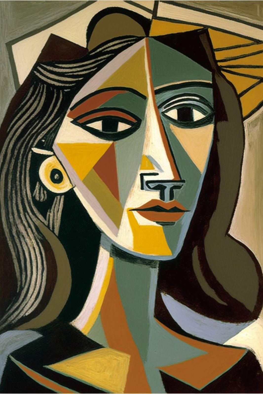 Cubist Portrait Woman Wall Art