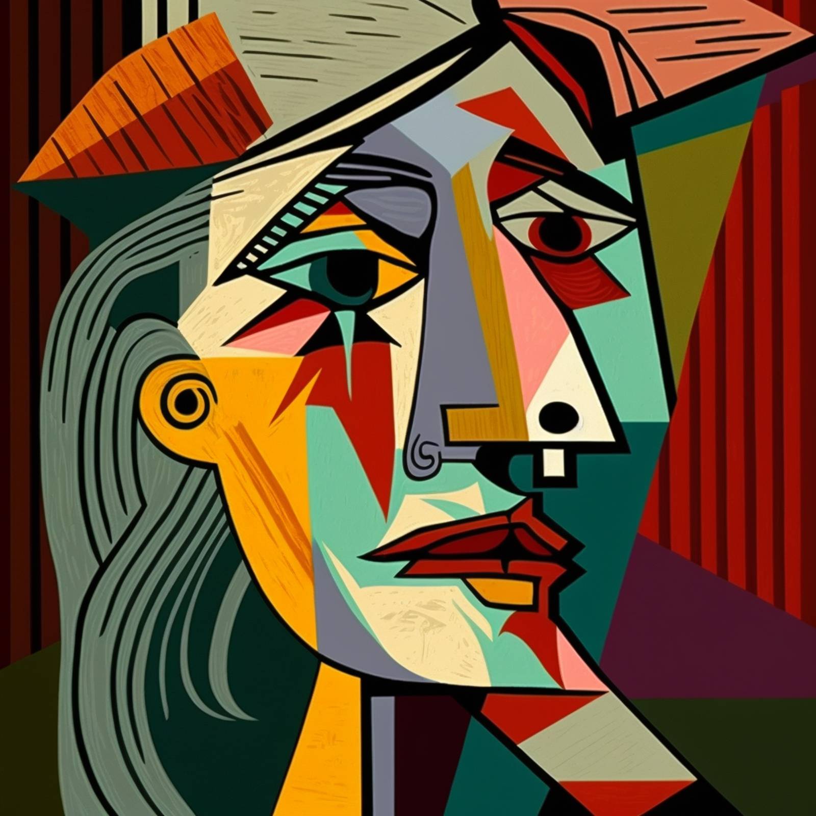 Abstract Cubist Portrait Wall Art