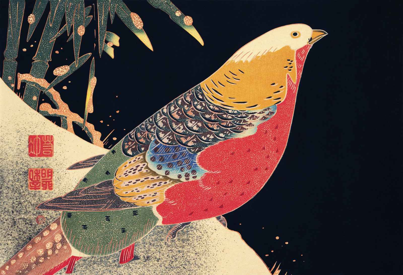 Vibrant Pheasant Asian Art Wall Art