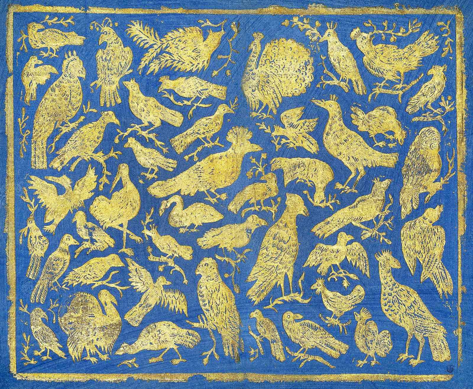 Golden Avian Medley Blue Bird Wall Art