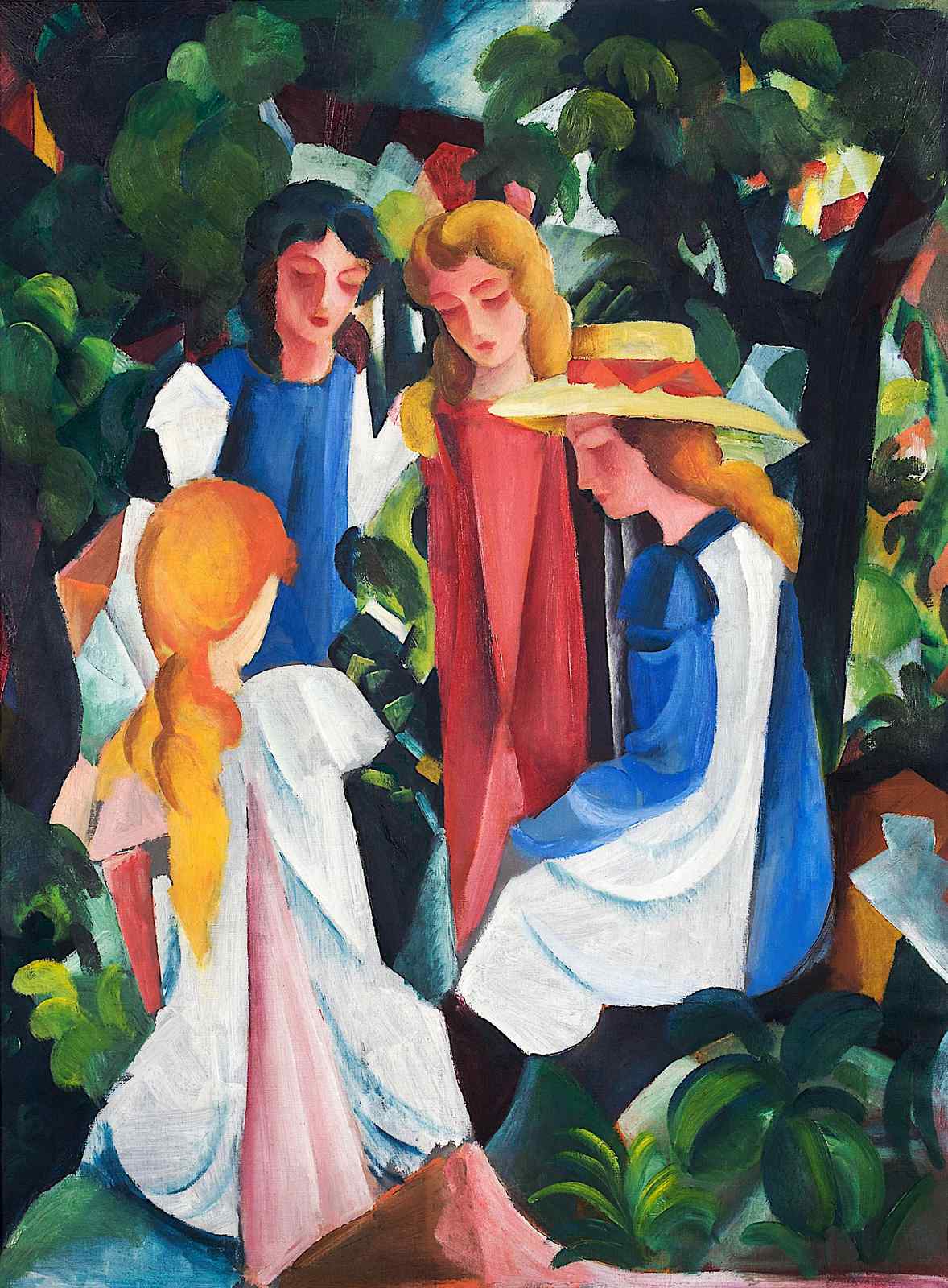Vibrant Garden Scene Women Wall Art | Modern Art