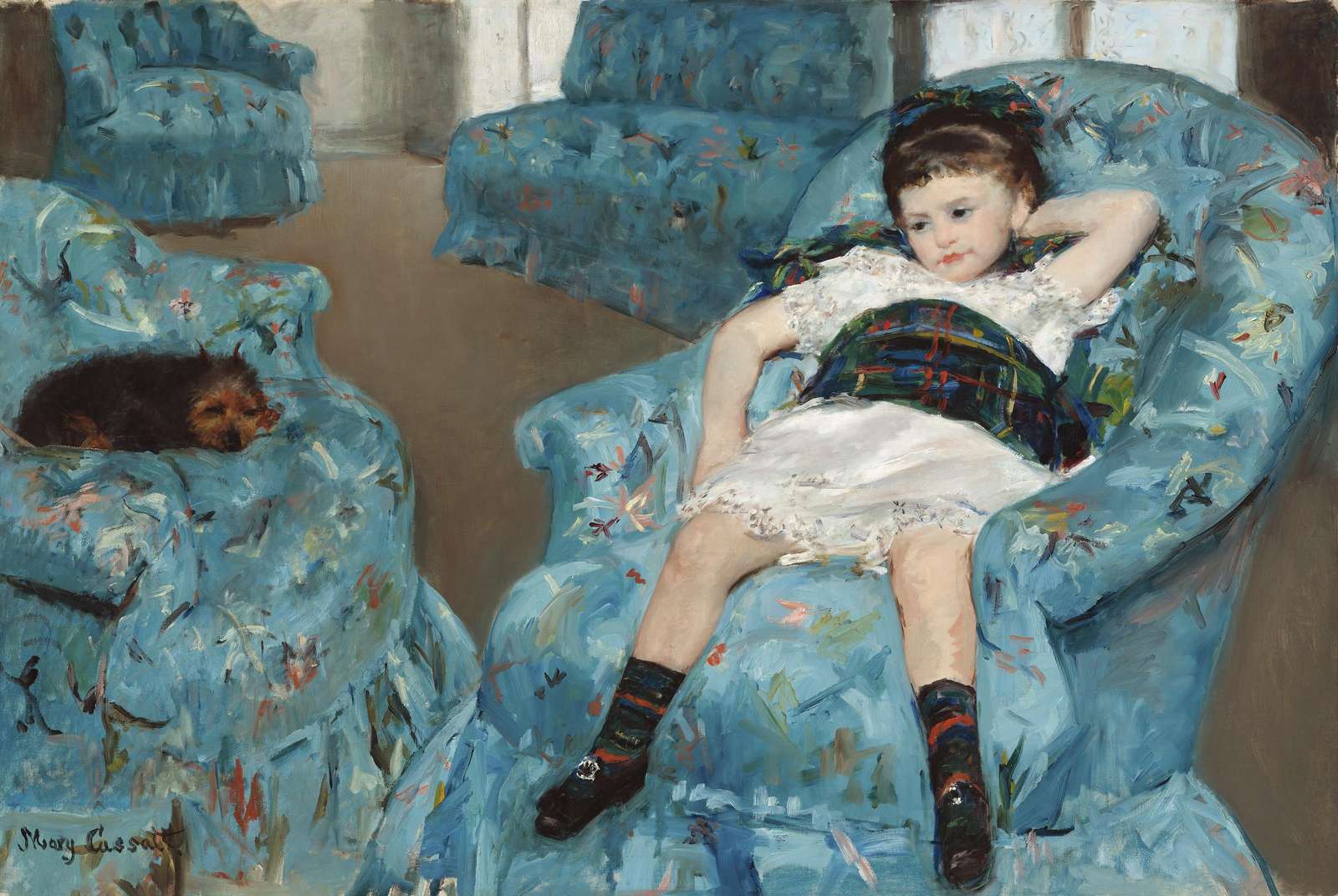Little Girl in Blue Chair by Cassatt Wall Art