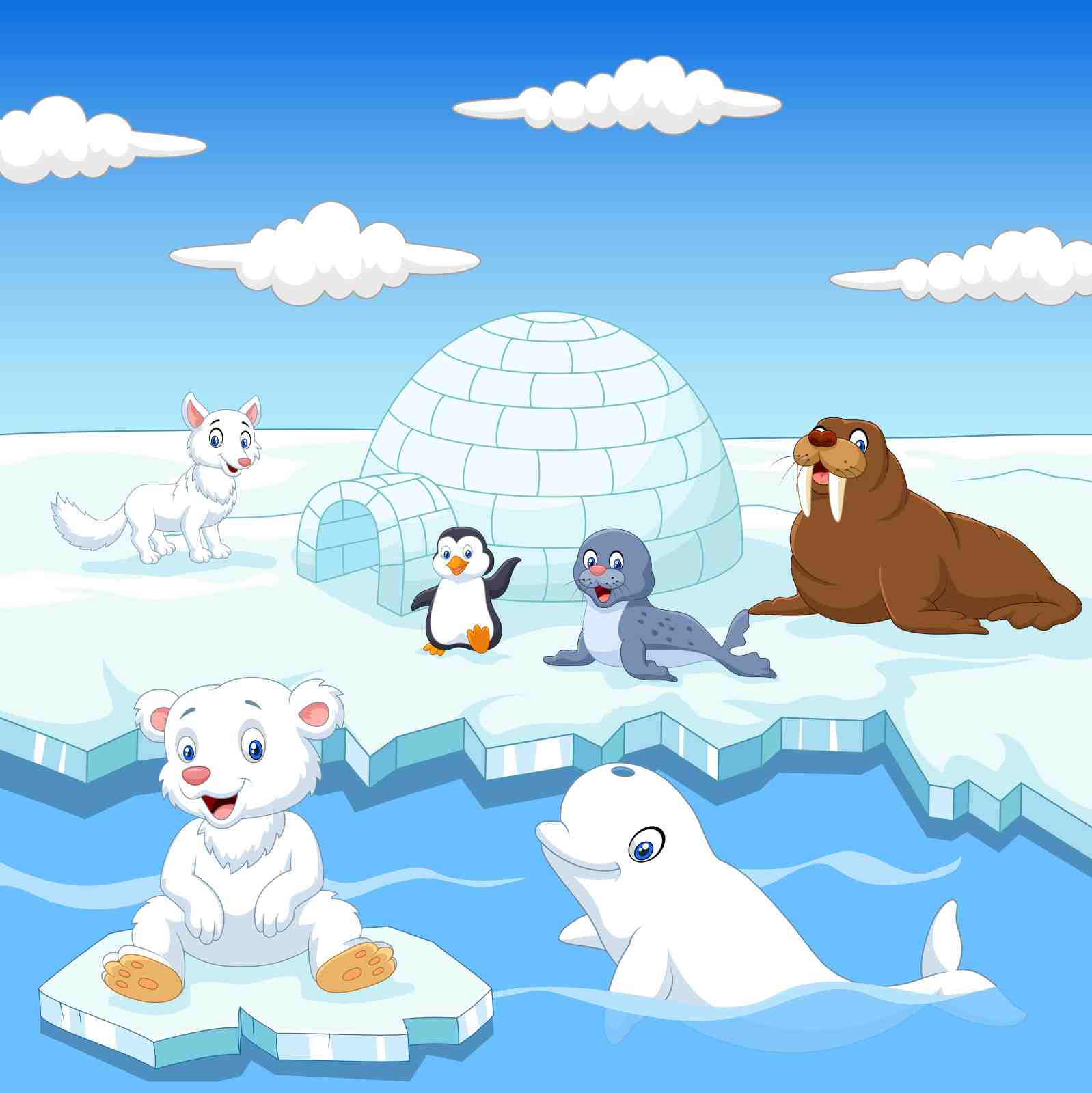 Arctic Friends Cute Animals Wall Art