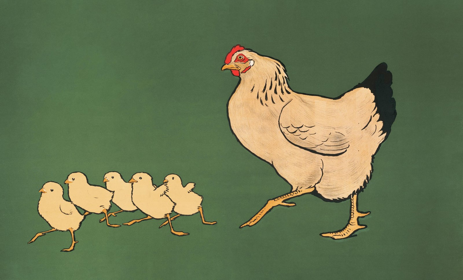 Charming Chicken & Chicks Walk Wall Art
