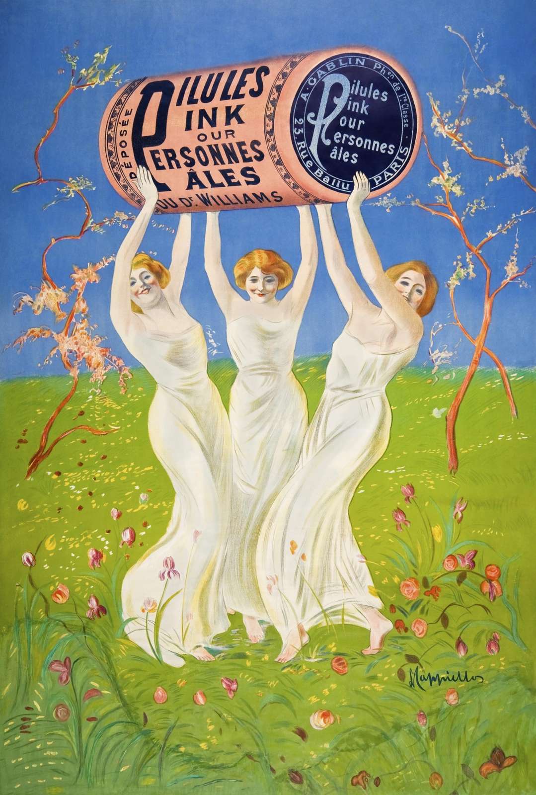 Vintage Ink Ad Art Nouveau Ladies Wall Art