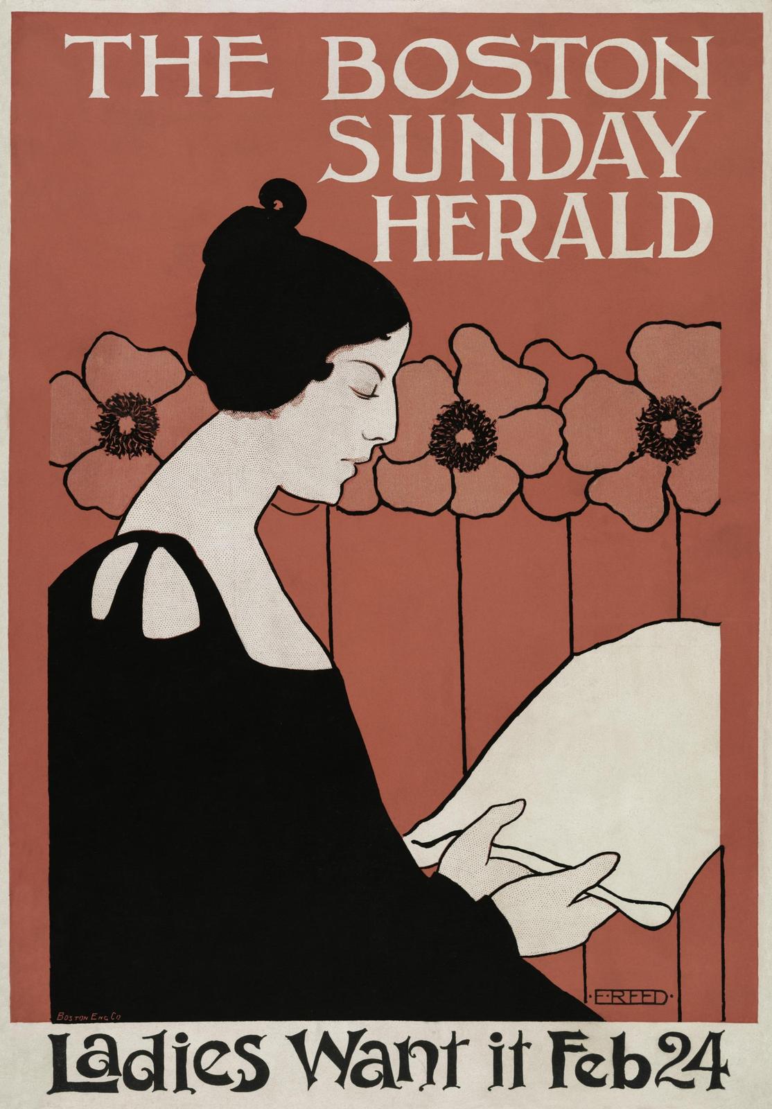 Vintage Lady Poppies Poster Wall Art