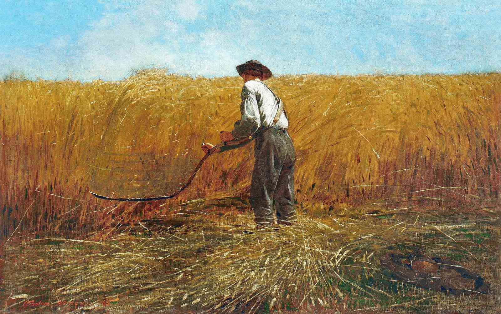 Golden Harvest Reaper Farm Scene Wall Art