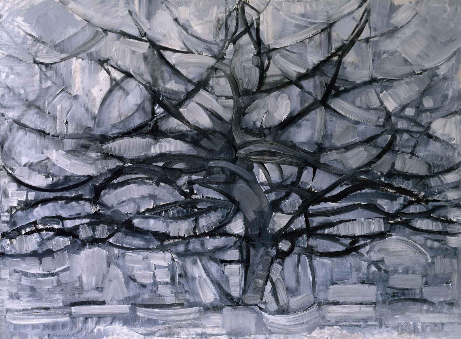 Monochromatic Tree Abstract Wall Art