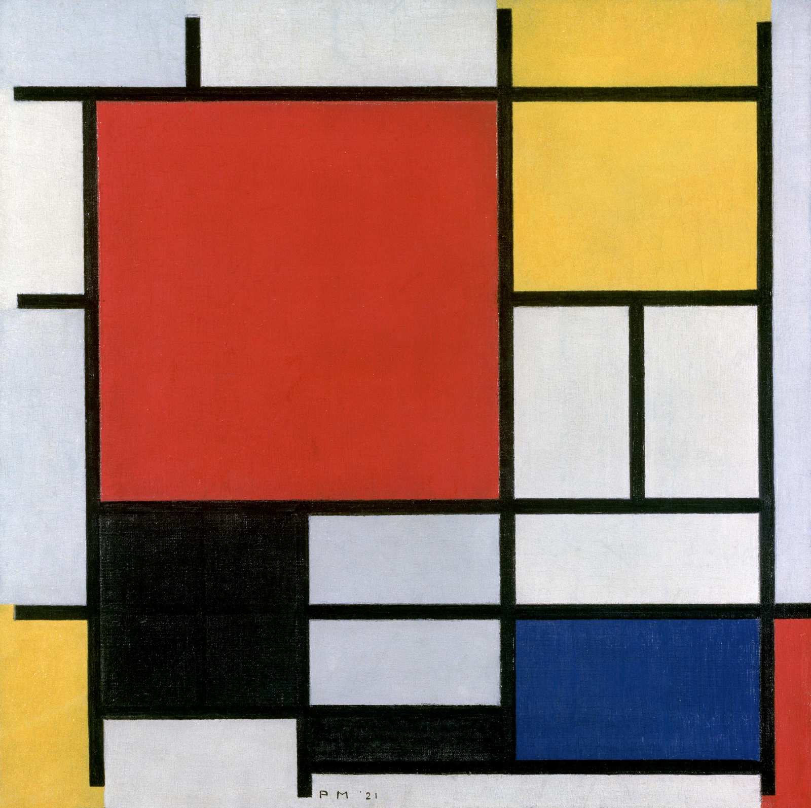 Geometric Harmony Red Yellow Blue Wall Art