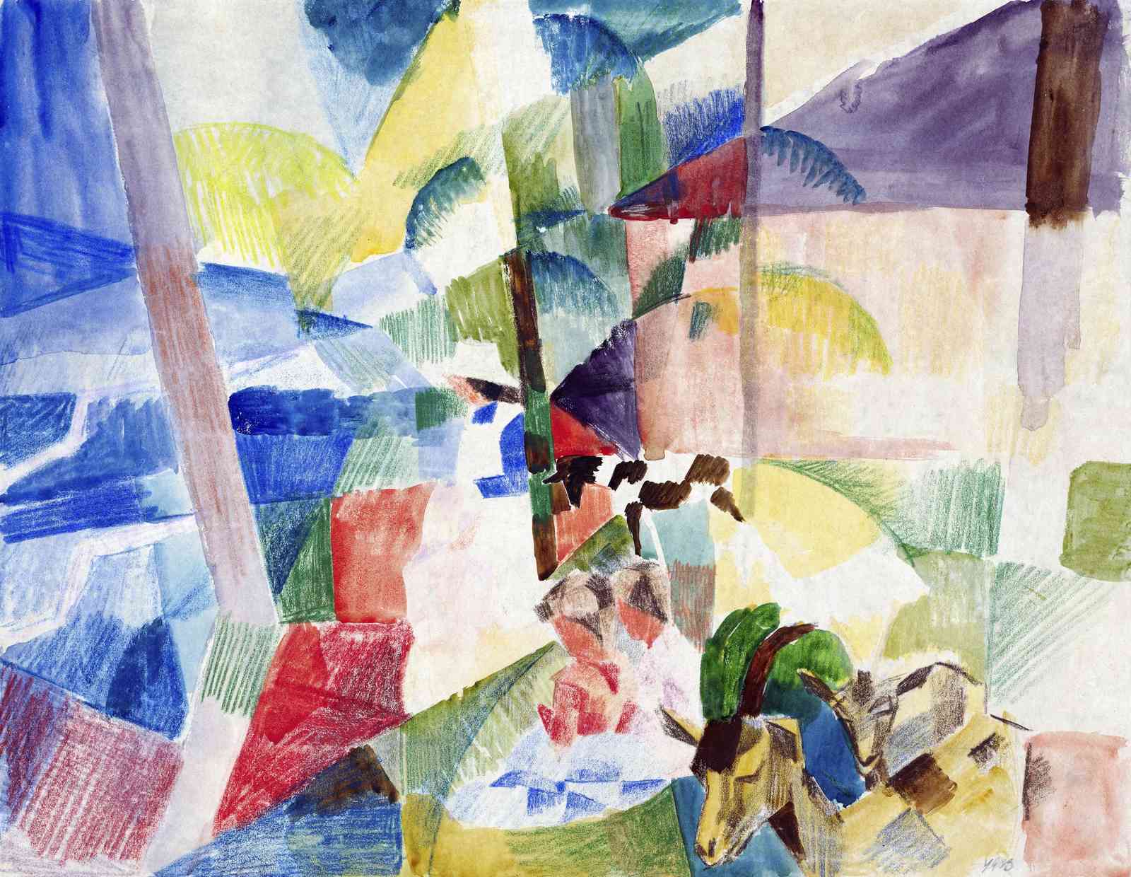 Vibrant Fauvist Goat Landscape Wall Art