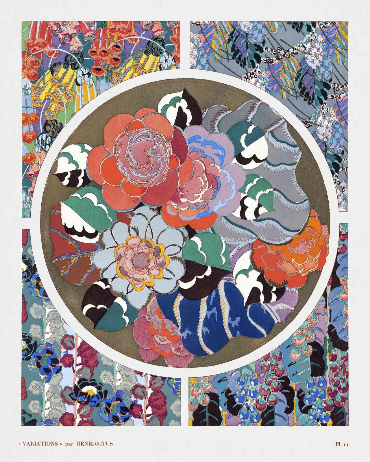Art Deco Floral Burst Wall Art
