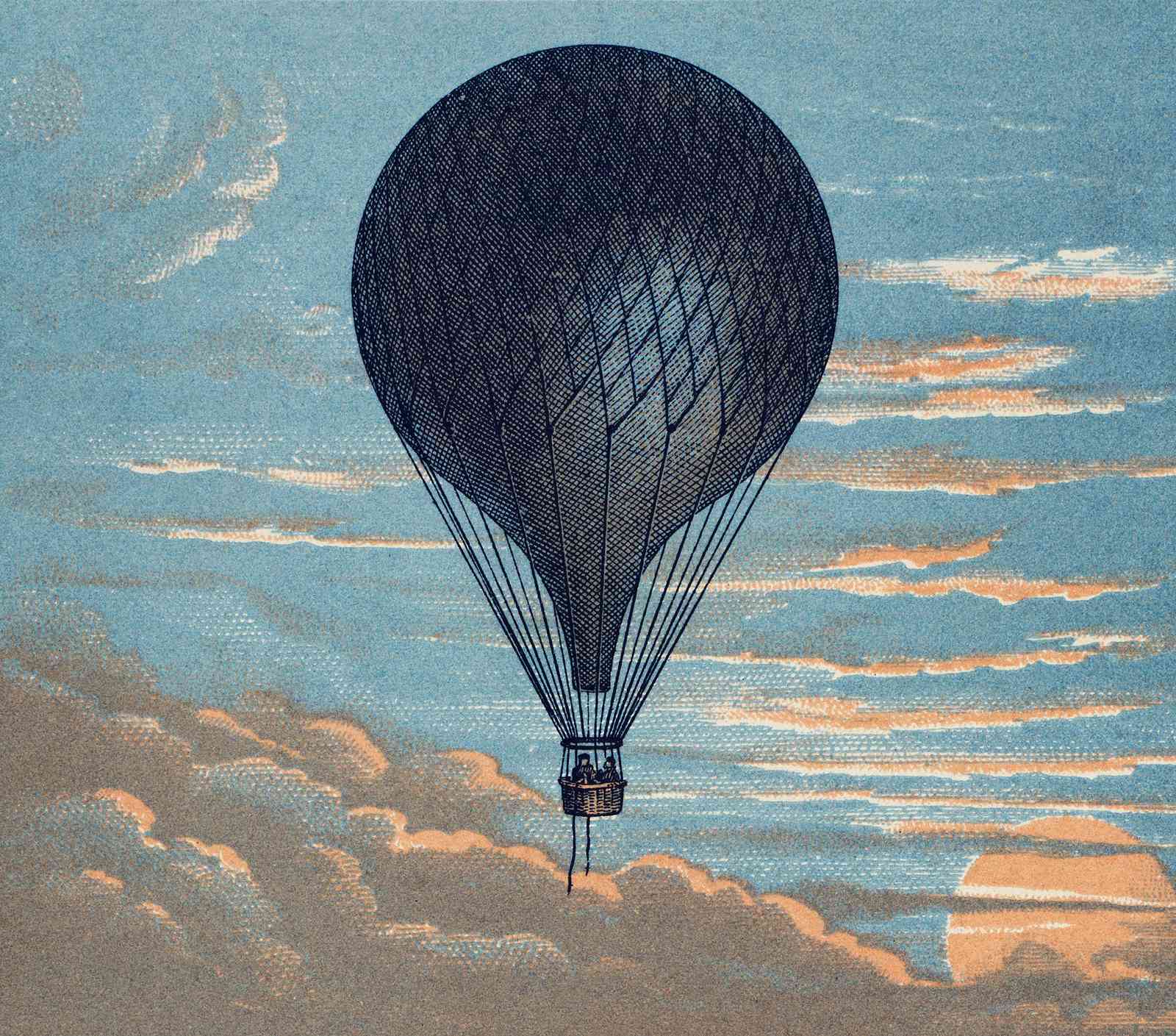 Vintage Hot Air Balloon Sky Wall Art