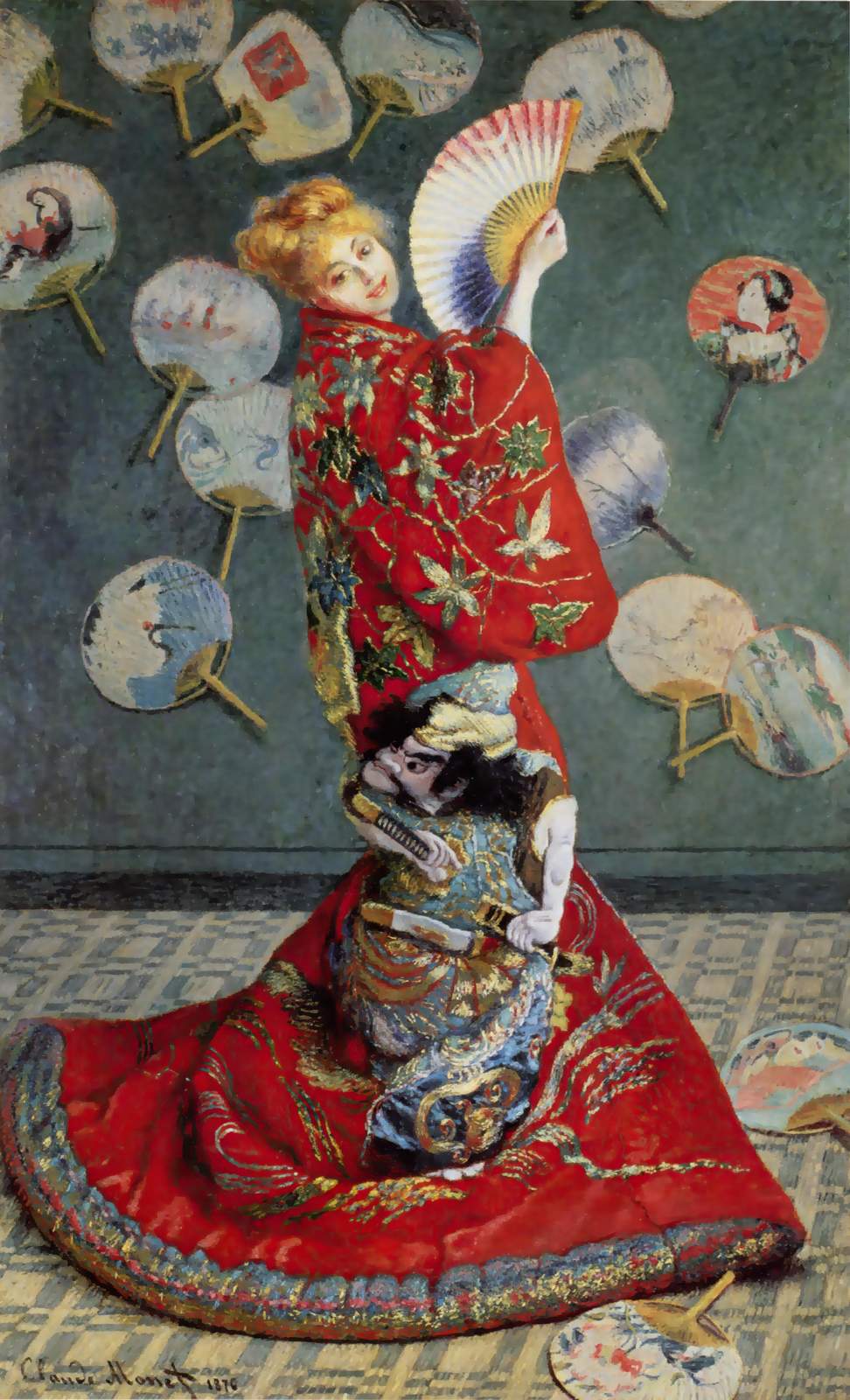 Elegant Woman with Fans Japanese Art Wall Art