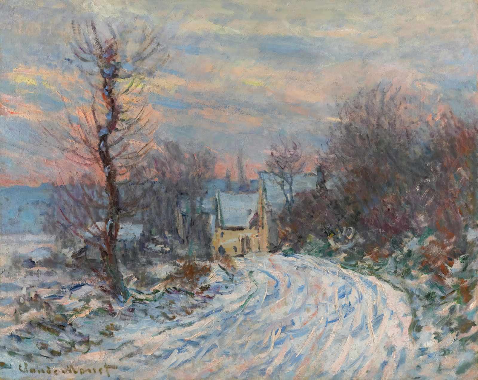 Impressionist Winter Scene Snowy Path Wall Art