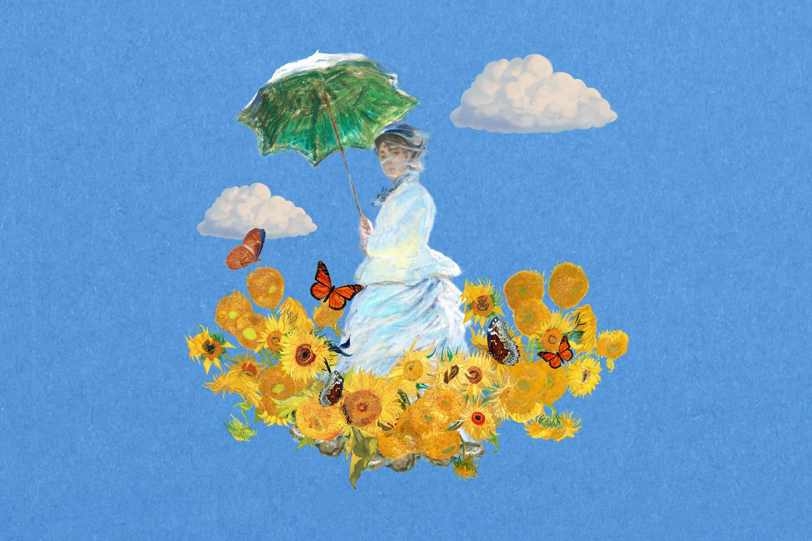 Impressionist Lady with Sunflowers Wall Art