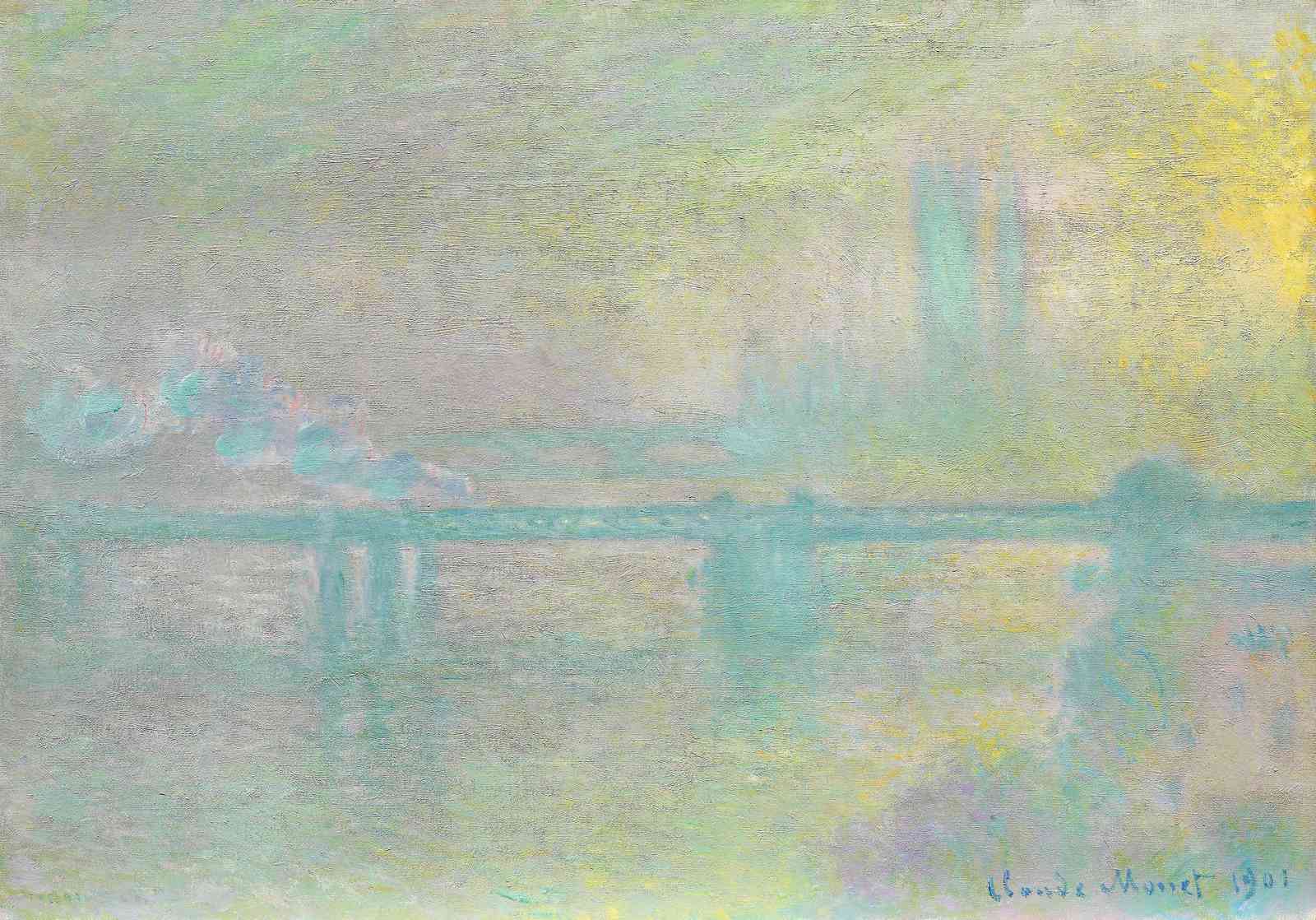 Serene Misty Bridge Claude Monet Style Wall Art