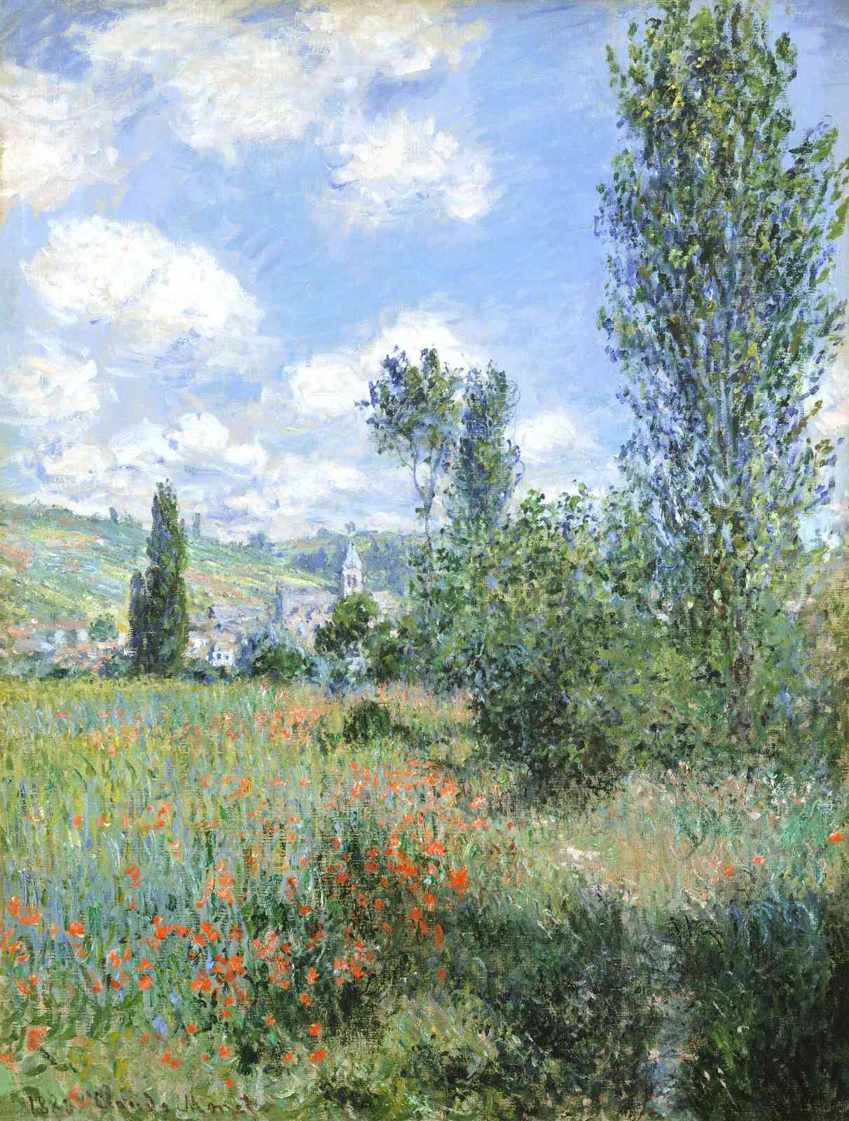 Impressionist Poppy Field Landscape Wall Art
