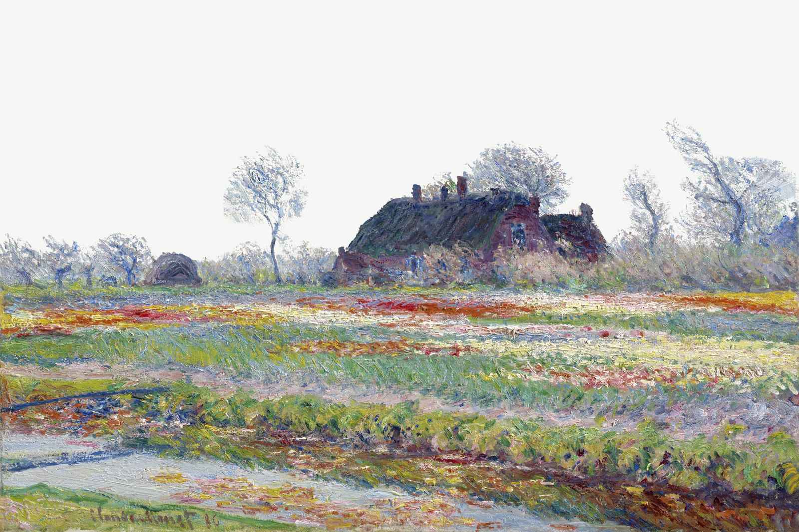 Impressionist Dutch Cottage & Tulips Wall Art
