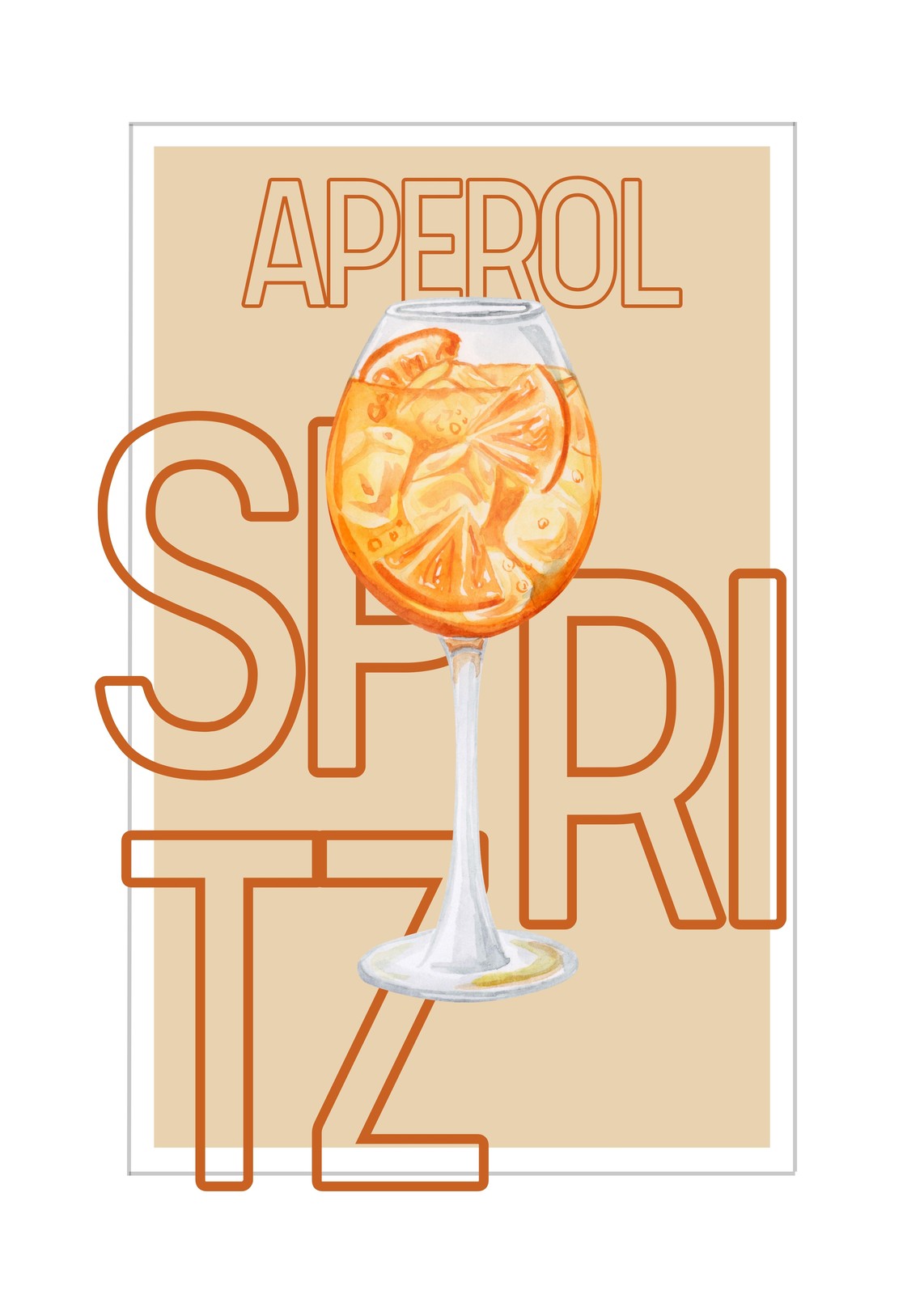 Vibrant Aperol Spritz Watercolor Wall Art