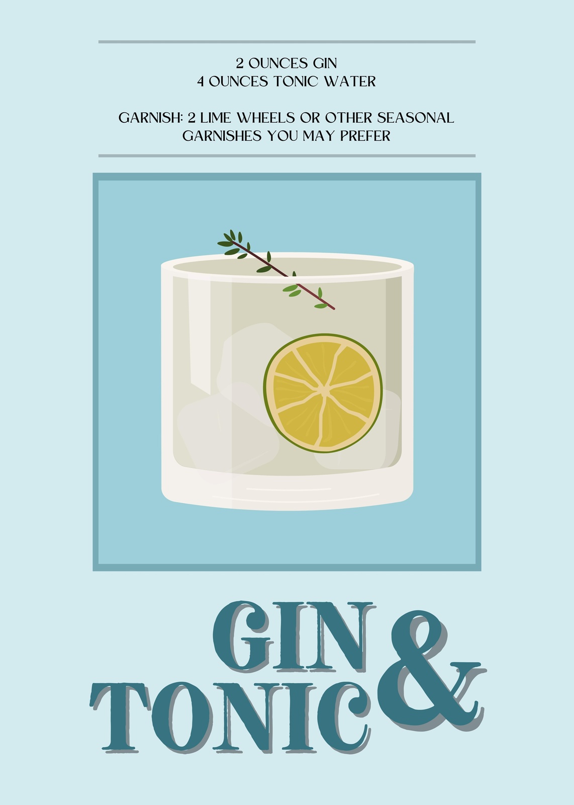 Classic Gin & Tonic Recipe Wall Art